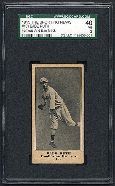 1916 M101-5 Sporting News #151 Babe Ruth Rookie Card (Famous & Barr Ad ...