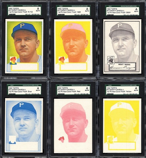 Topps Color Pyramid 1952 Topps #12 Monty Basgall Color-Process Proof Cards (6) | REA Archive