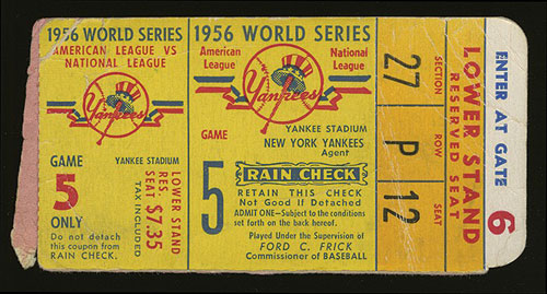 1956 World Series Ticket Stub and Program from Don Larsen's Perfect Game