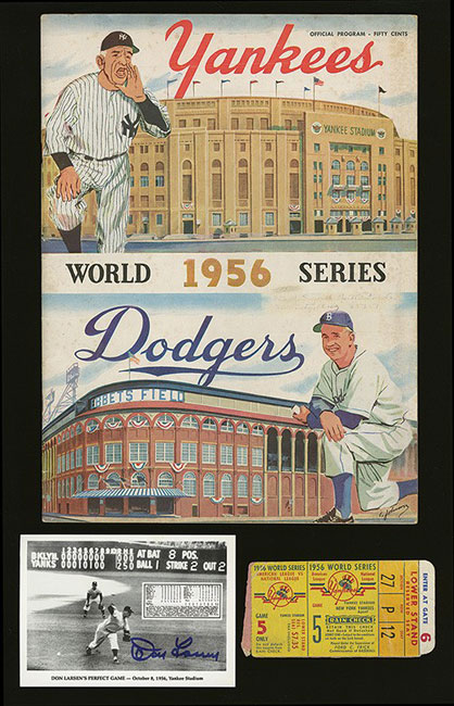 1956 World Series Ticket Stub and Program from Don Larsen's Perfect Game
