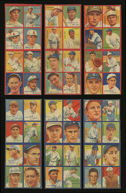 1935 R321 Goudey Uncut Panel Collection (6) Including Eleven Hall of ...