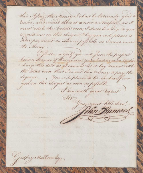 Hand Signed Letter Example 1764 John Hancock Handwritten Letter with Exceptional Signature Example ...