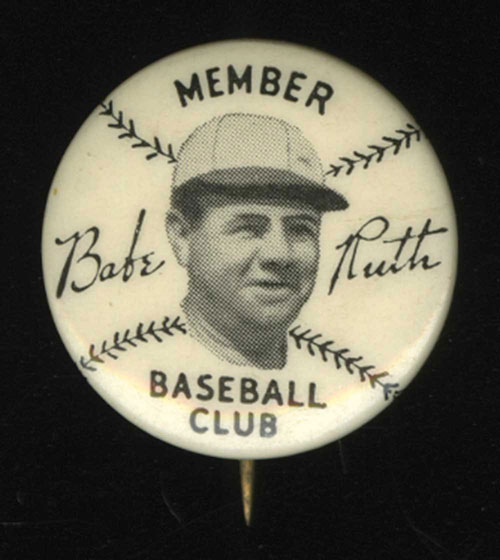 1933 Feen-A-Mint Babe Ruth Mask and 1934 Quaker Oats Babe Ruth Pin ...