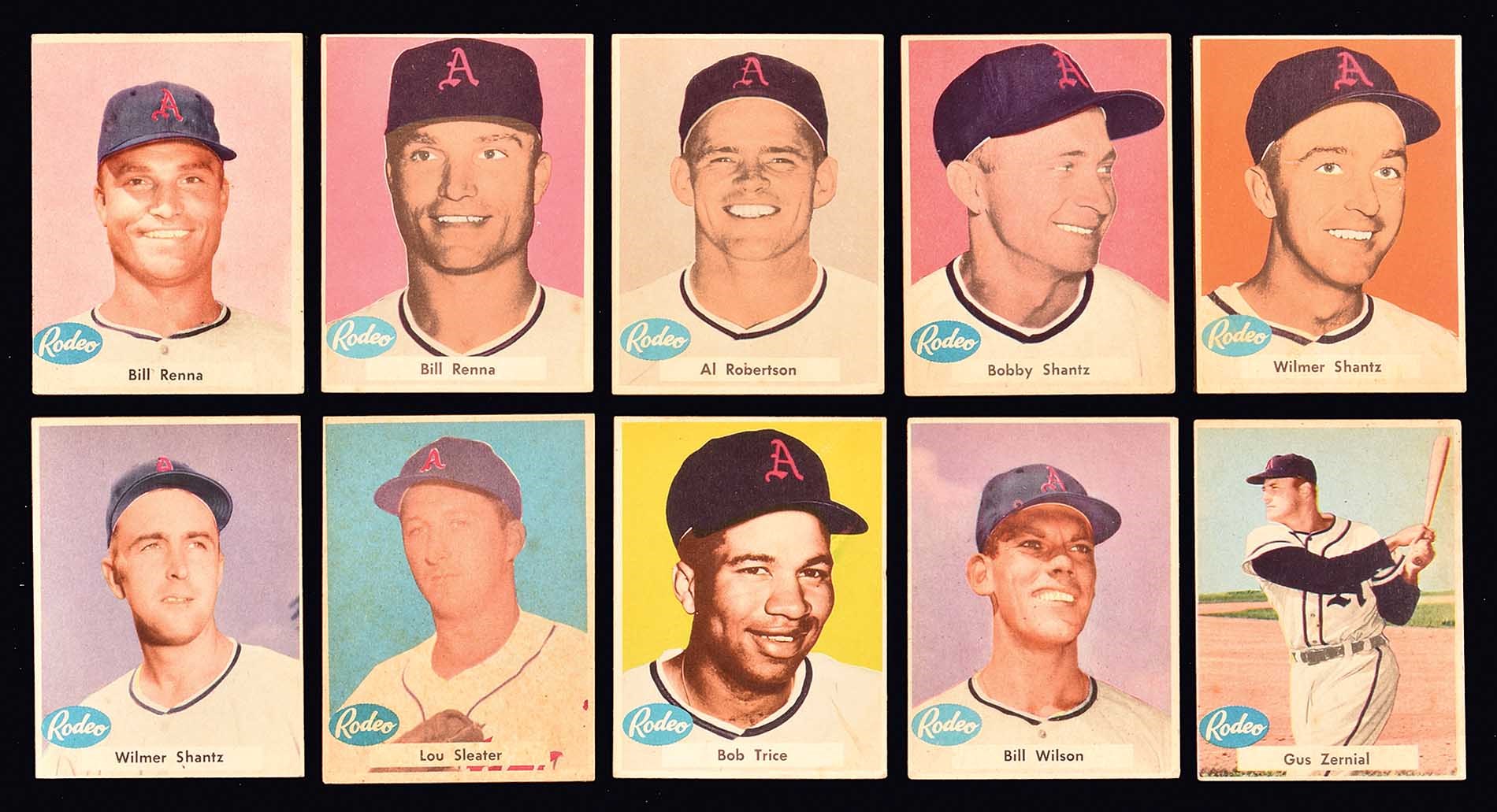 1955 Rodeo Meats Athletics Complete Master Set (47) Plus Rodeo Team Scrapbook