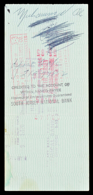 1971 Muhammad Ali Endorsed Check - Payment for 