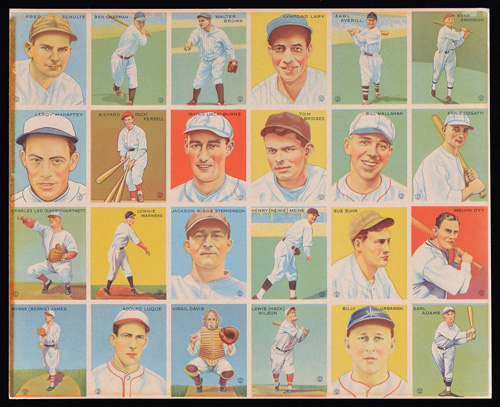 1933 R319 Goudey Uncut Sheet with Five Hall of Famers | REA Archive