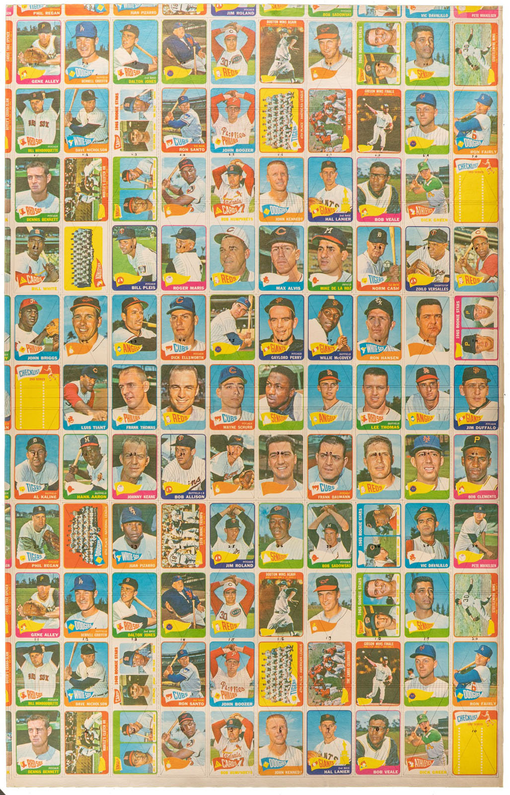 Topps Color Pyramid 1965 Topps Color-Process Uncut Proof Sheet - Card Fronts Printed on ...