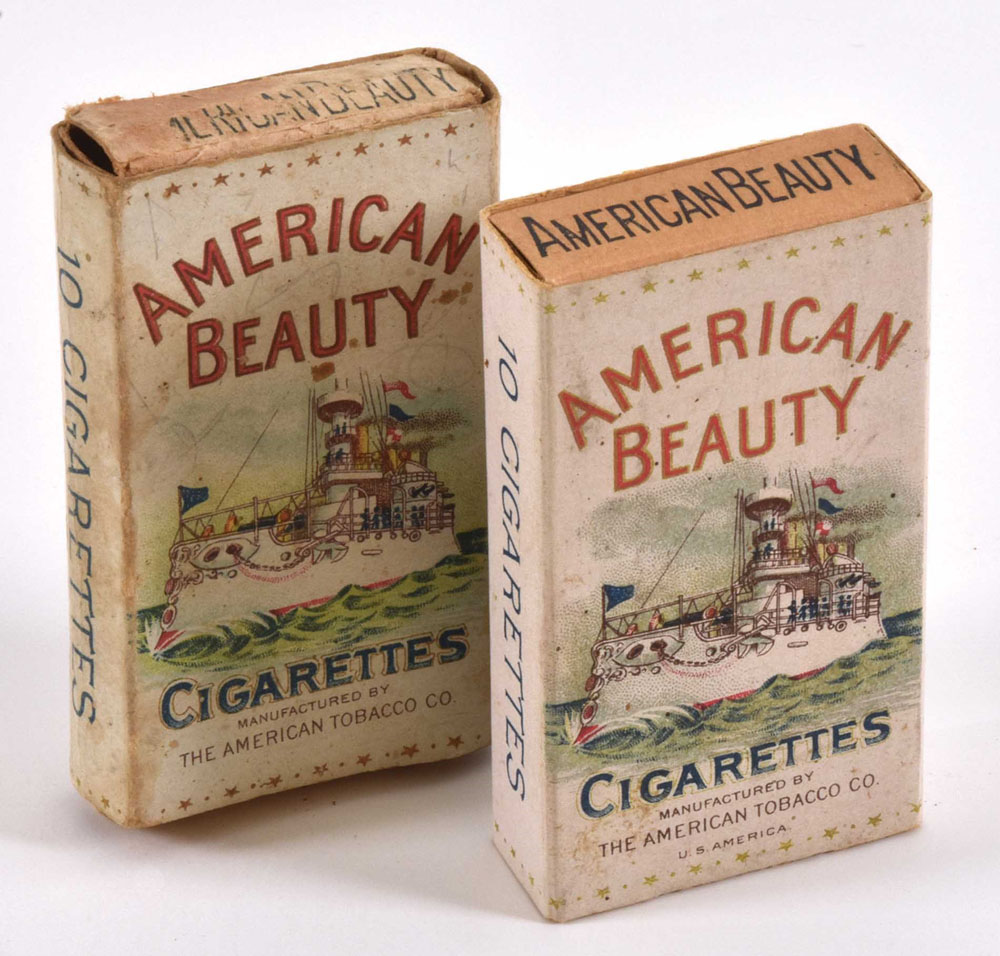 american cigarette box Pair of Circa 1908 American Beauty Cigarettes Boxes