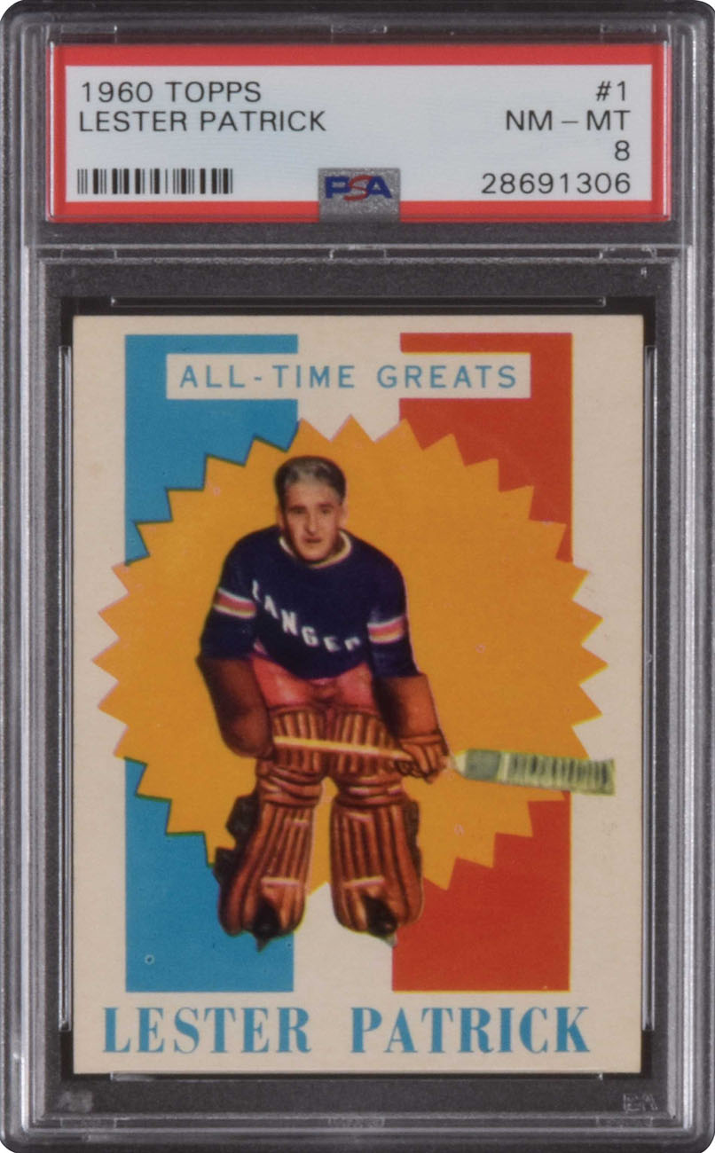 Lester Patrick Ranger Photo 1960-1961 Topps Hockey #1 Lester Patrick PSA NM-MT 8 | REA Archive