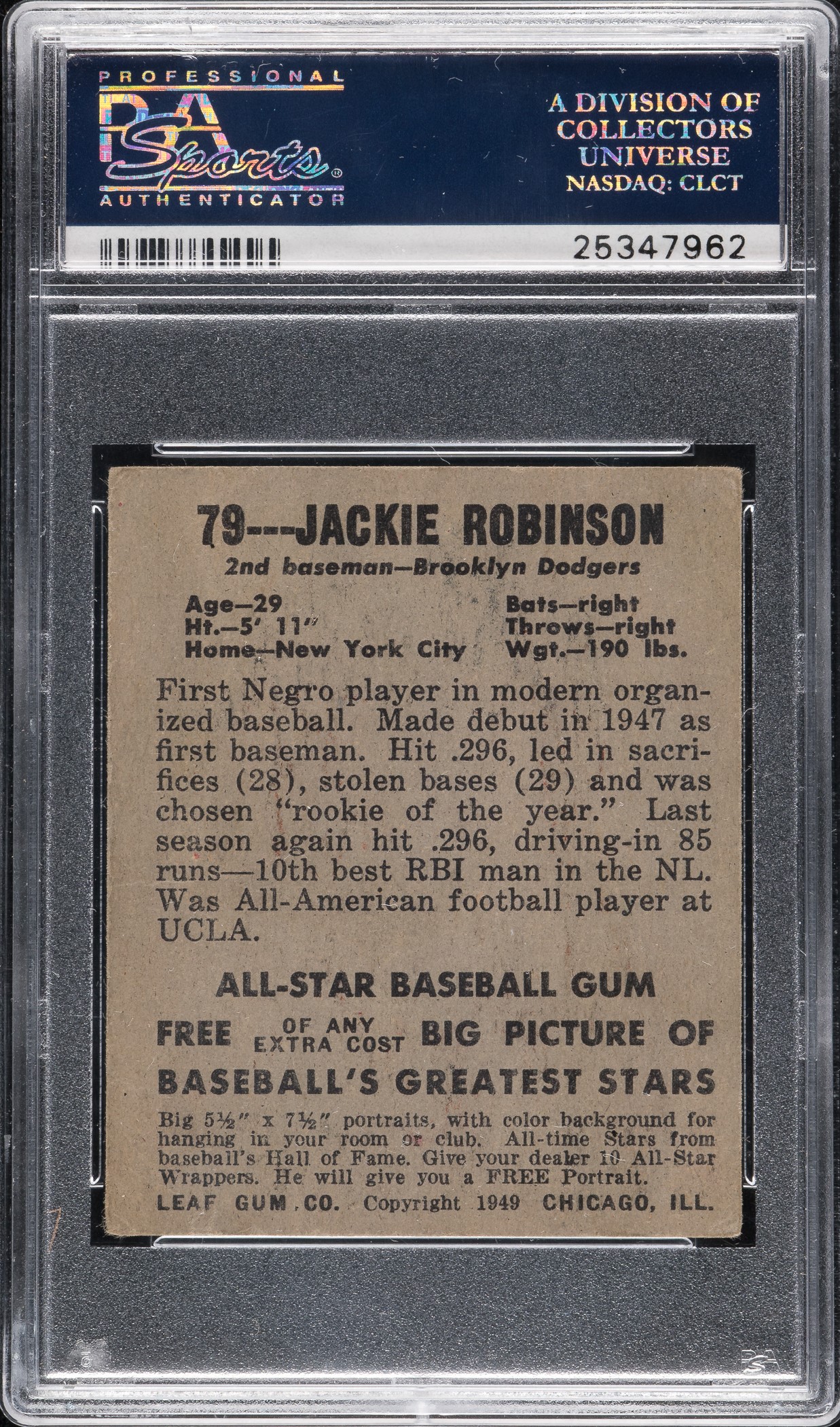 1948-1949 Leaf #79 Jackie Robinson Rookie