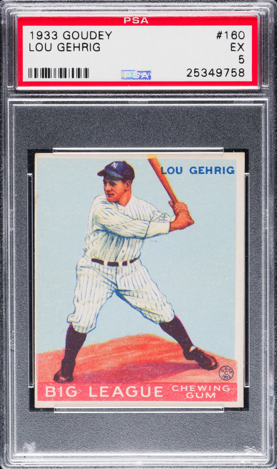 1933 R319 Goudey #160 Lou Gehrig PSA EX 5