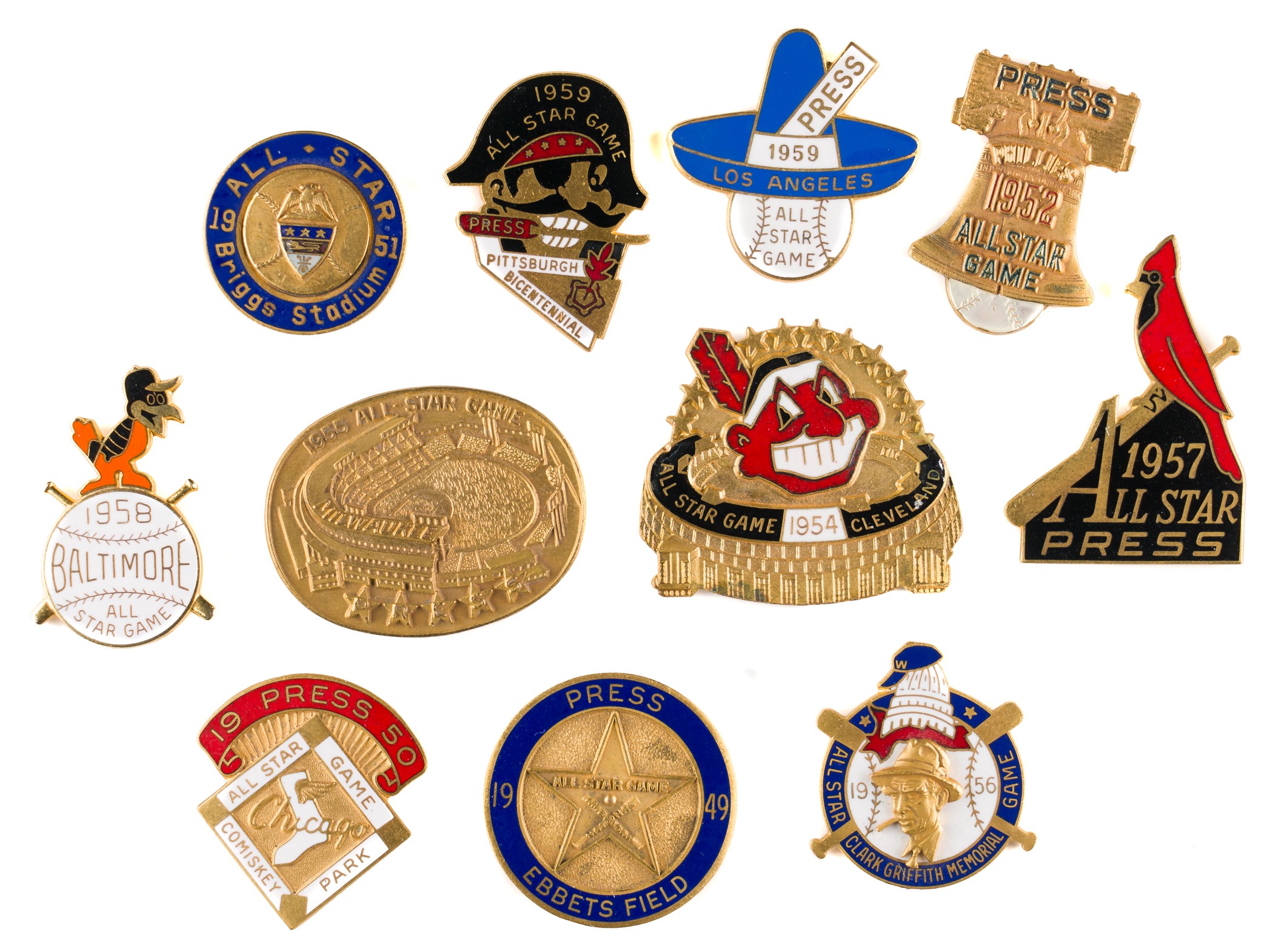 1949-1959 All-Star Press Pin Collection (11) | REA Archive