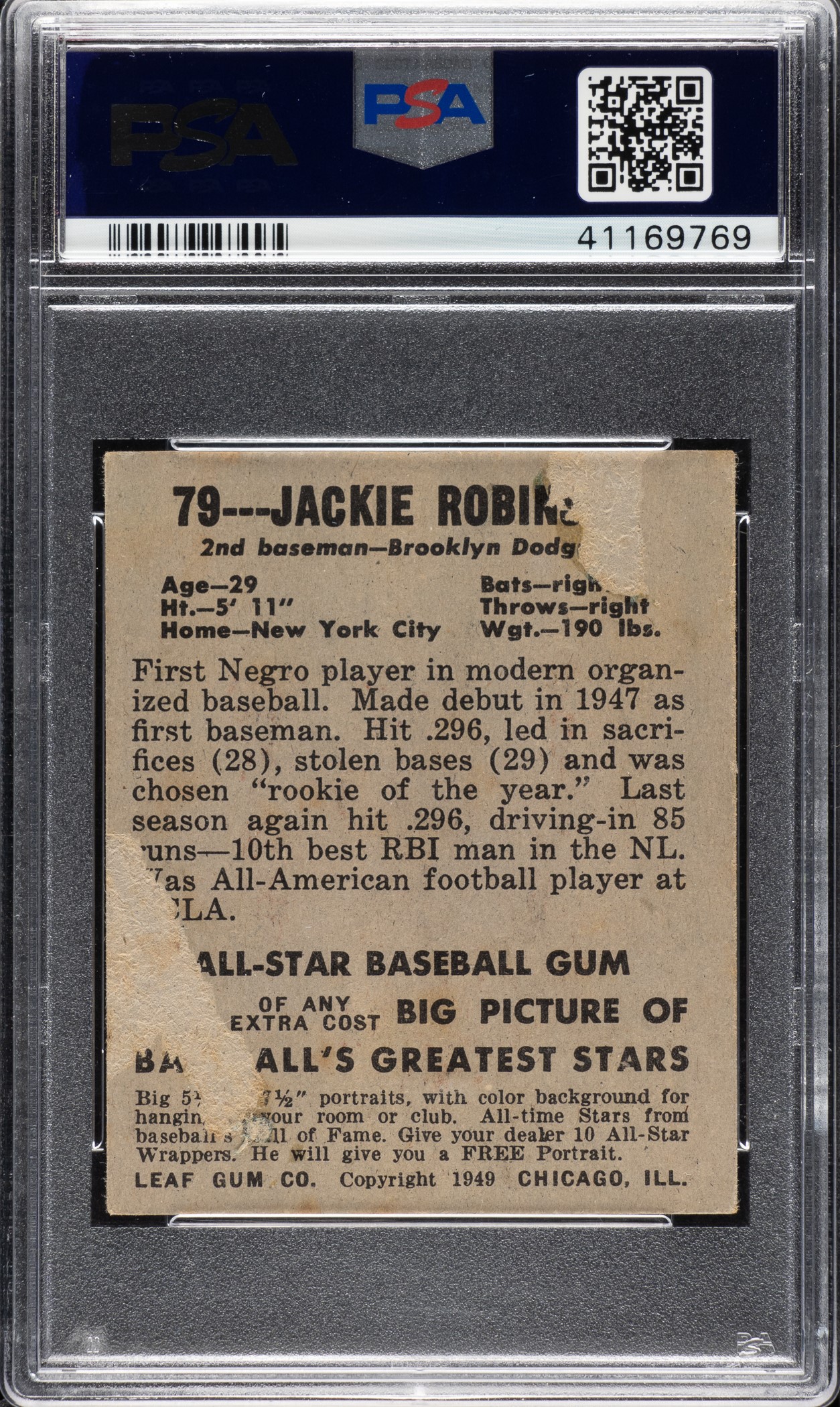 1948-1949 Leaf #79 Jackie Robinson Rookie