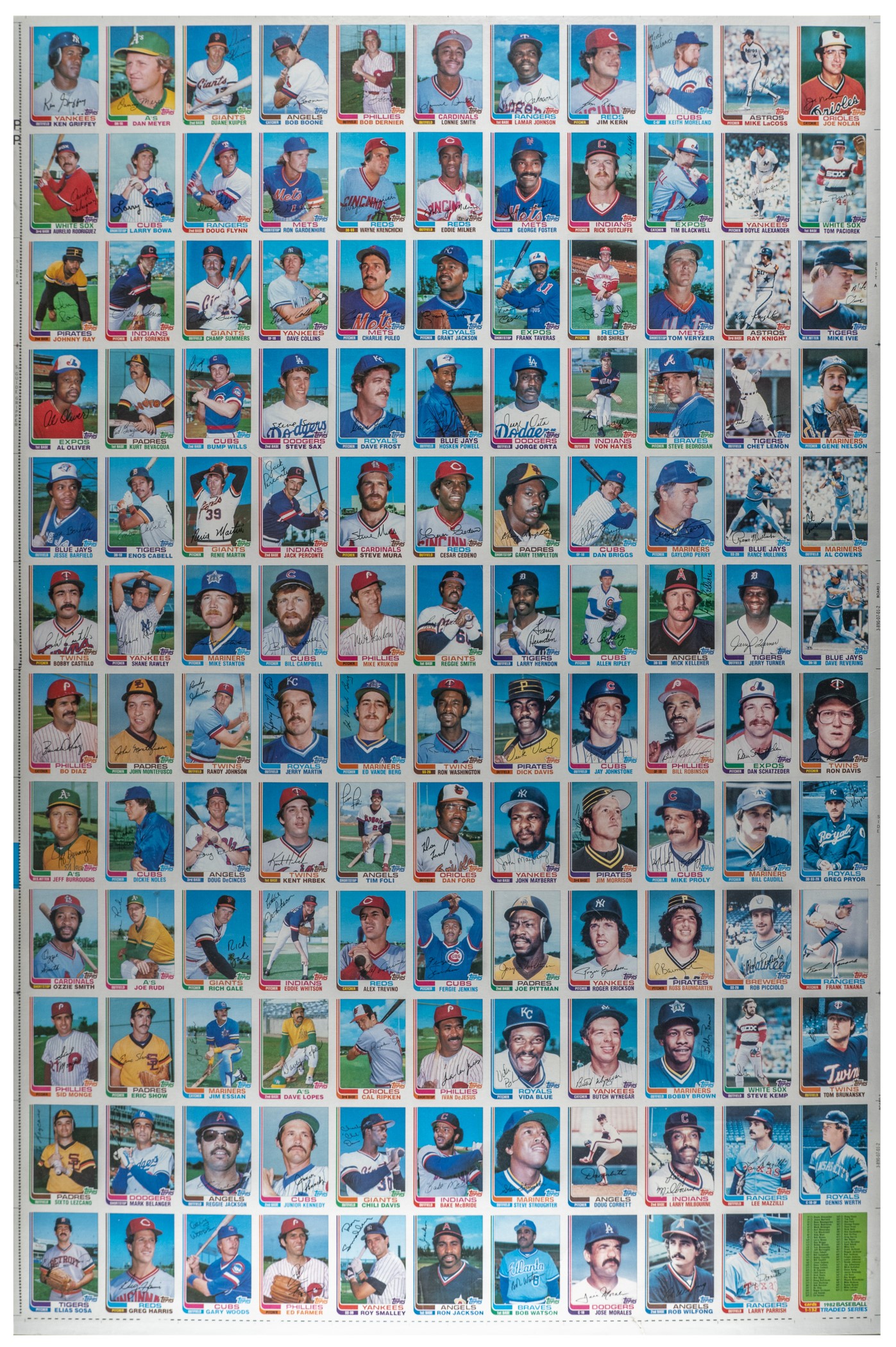 1982 Topps Traded Uncut Sheet Complete Set (132 cards) with Cal Ripken ...