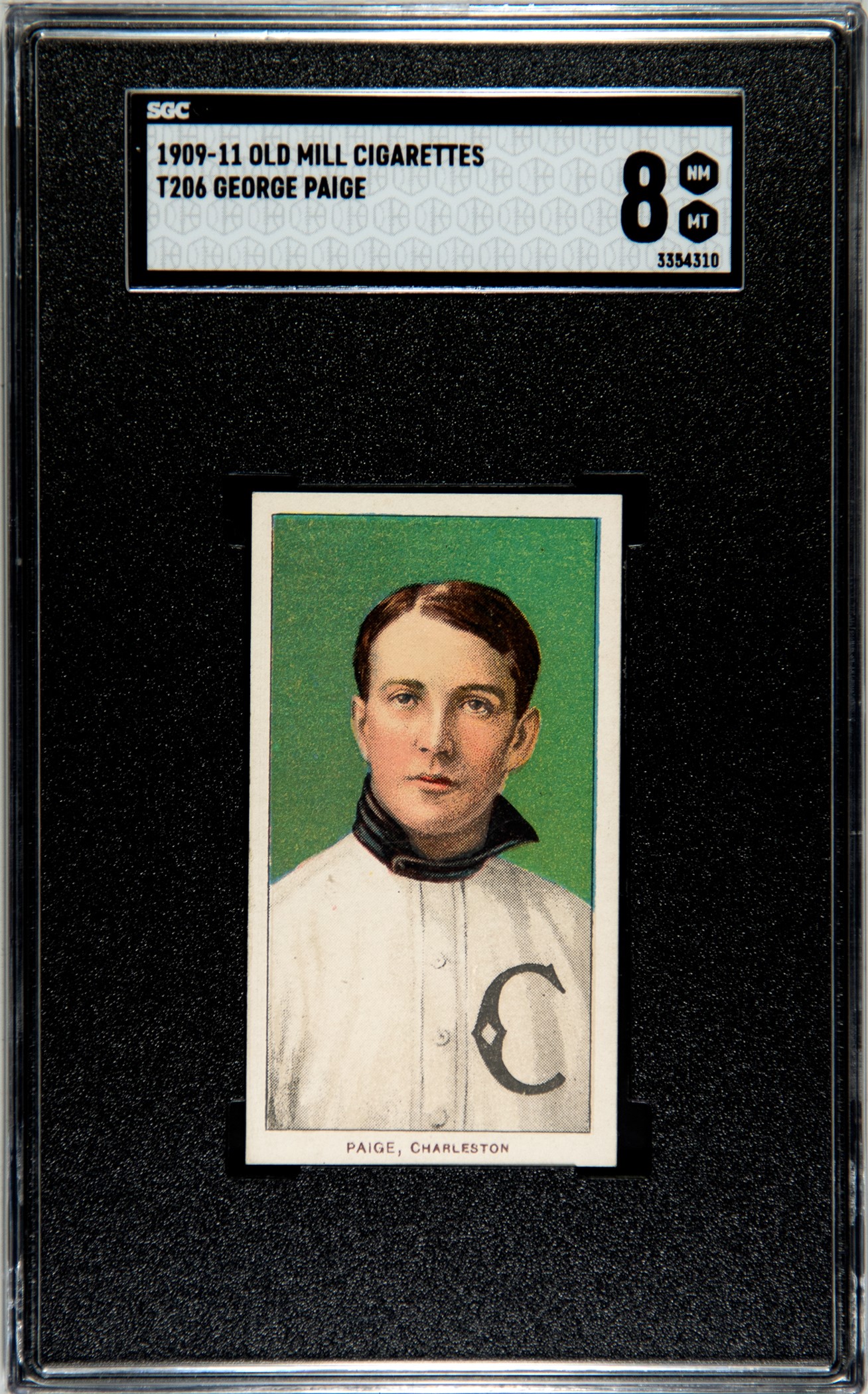 1909-1911-t206-white-border-george-paige-southern-leaguer-sgc-8-old-mill-back-highest-graded