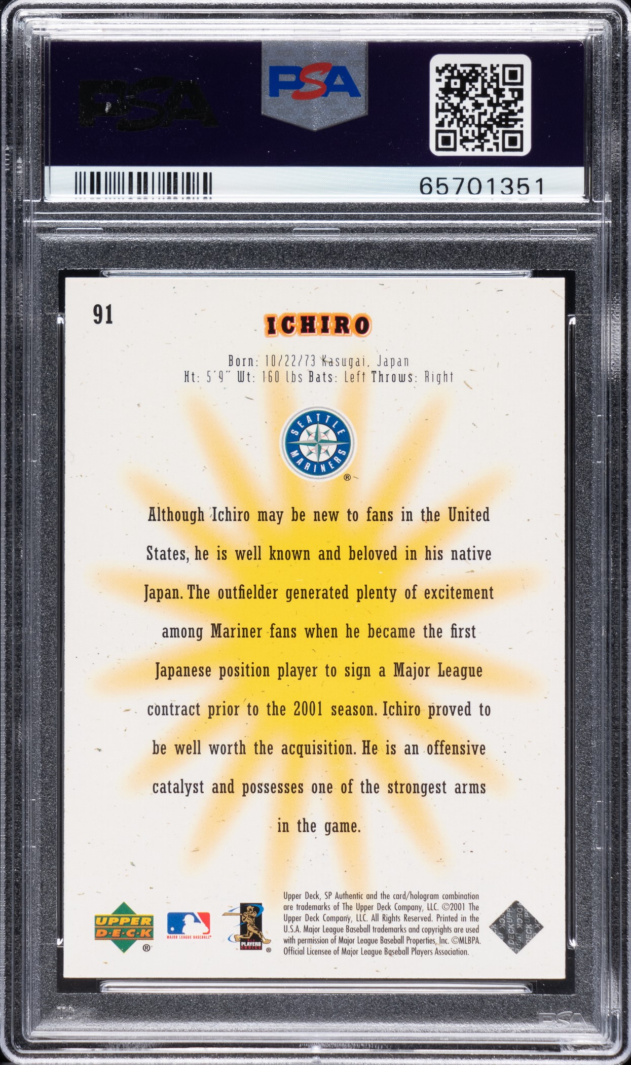 PSA8 2001 J-CARDS #173 朴智星 RC ルーキー Ichiro Suzuki & Albert Pujols Autographed 2001 Topps Traded Gold