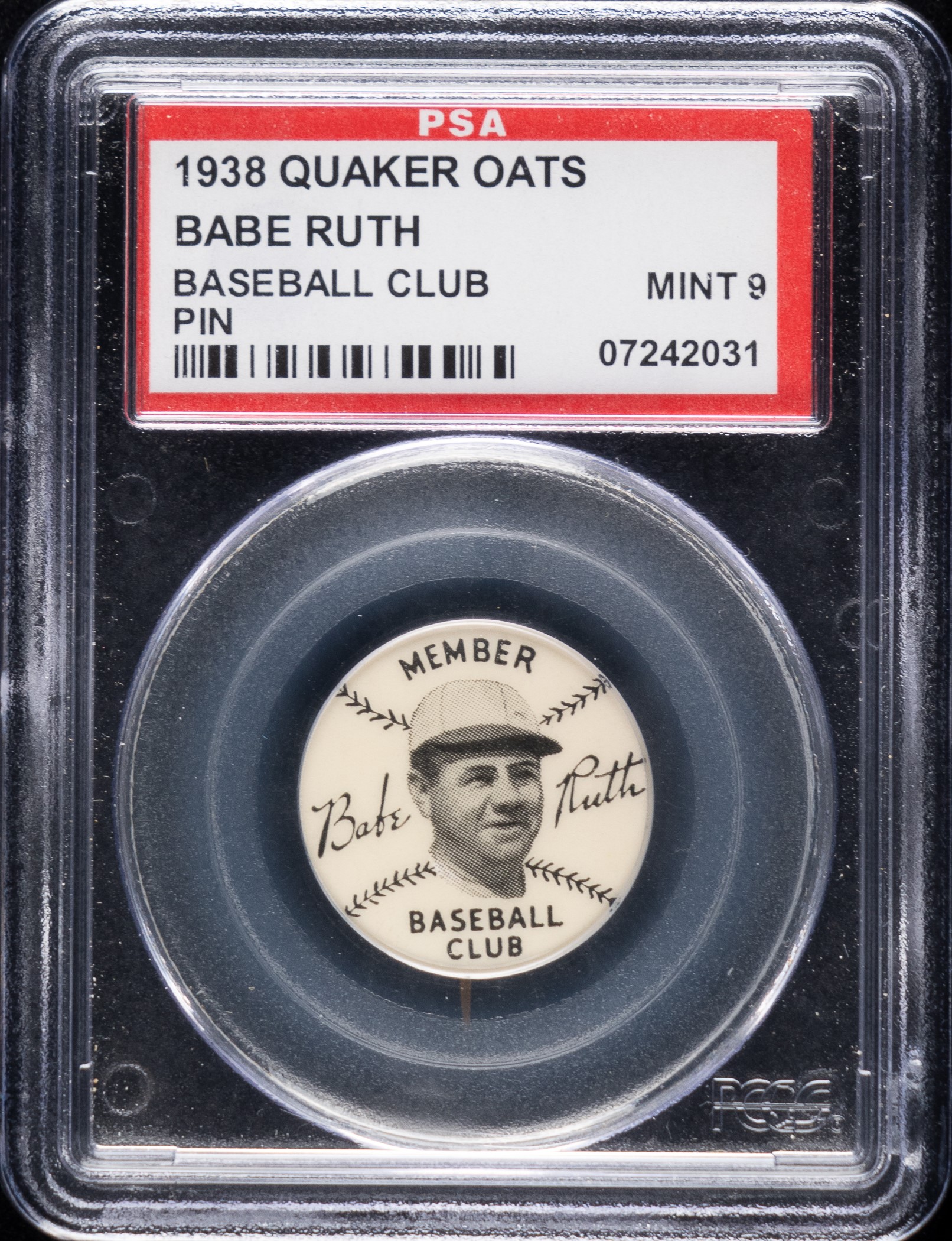 1934 Quaker Oats Babe Ruth Baseball Club Pin PSA MINT 9 - 1 of 2 ...
