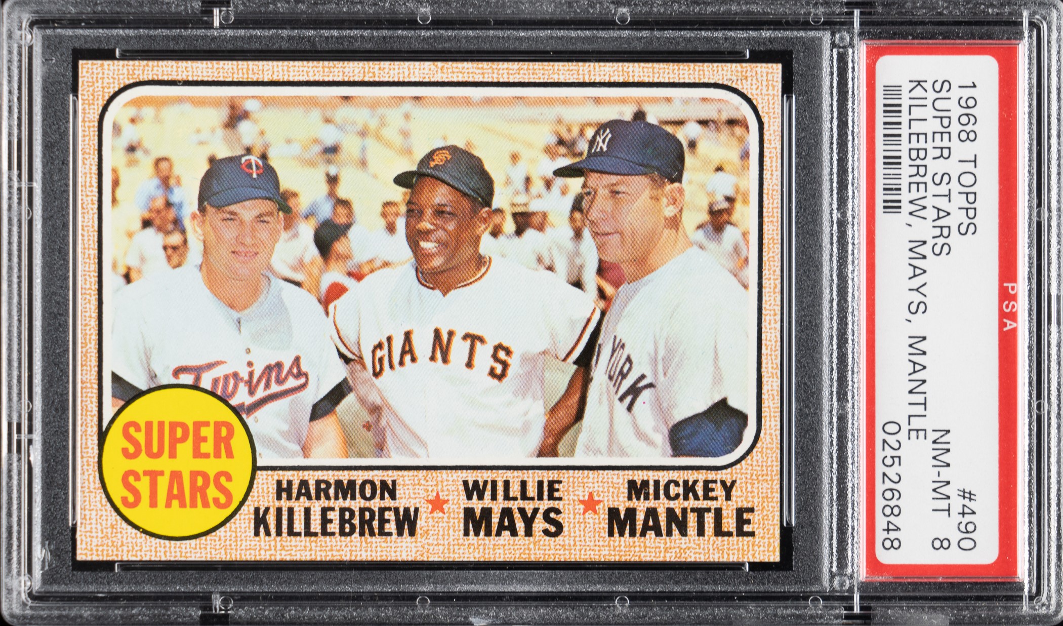 1968 Topps #490 Super Stars with Killebrew, Mays, and Mantle PSA