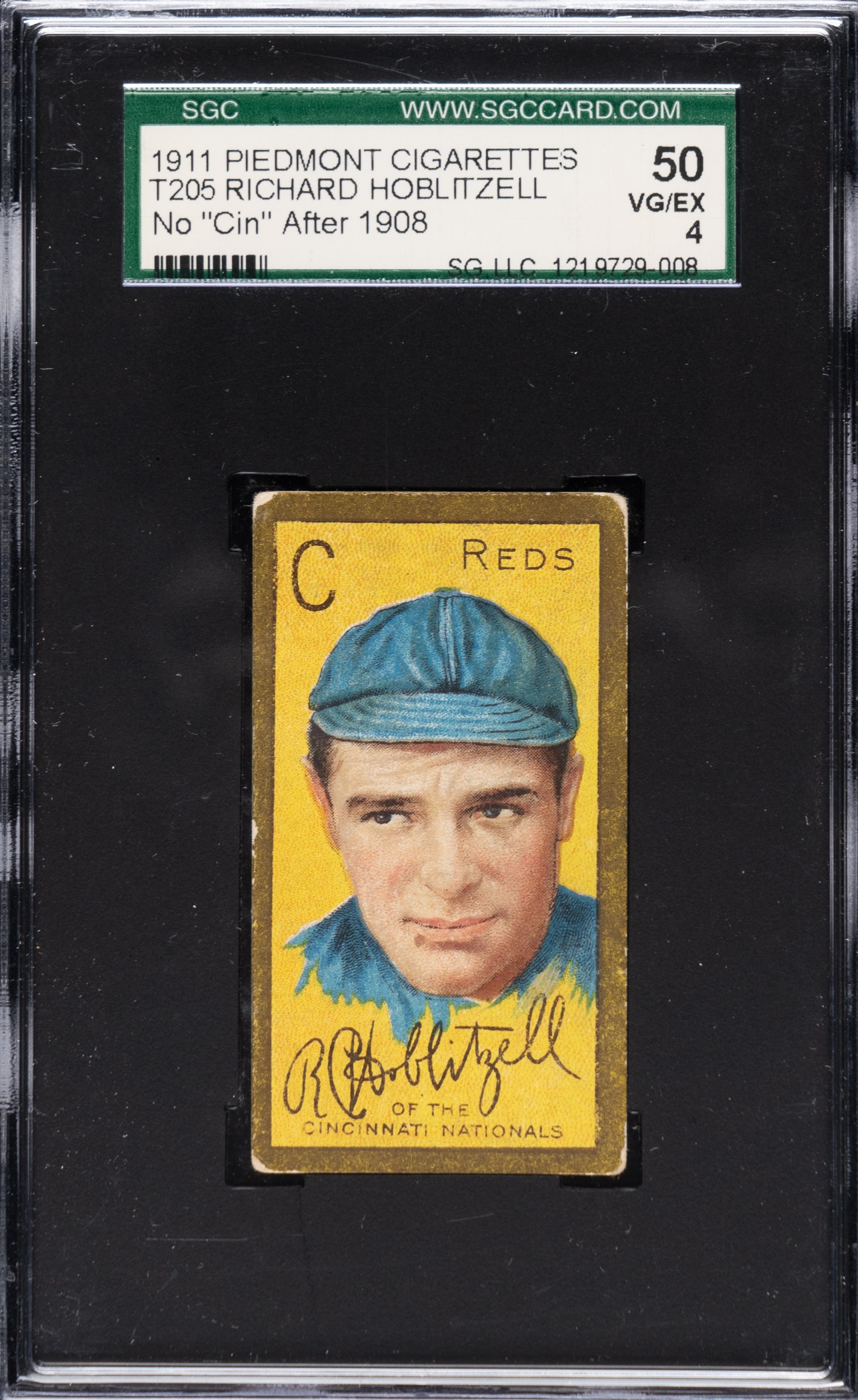 1911 T205 Gold Border Richard Hoblitzell No Cin After 1908 SGC VG