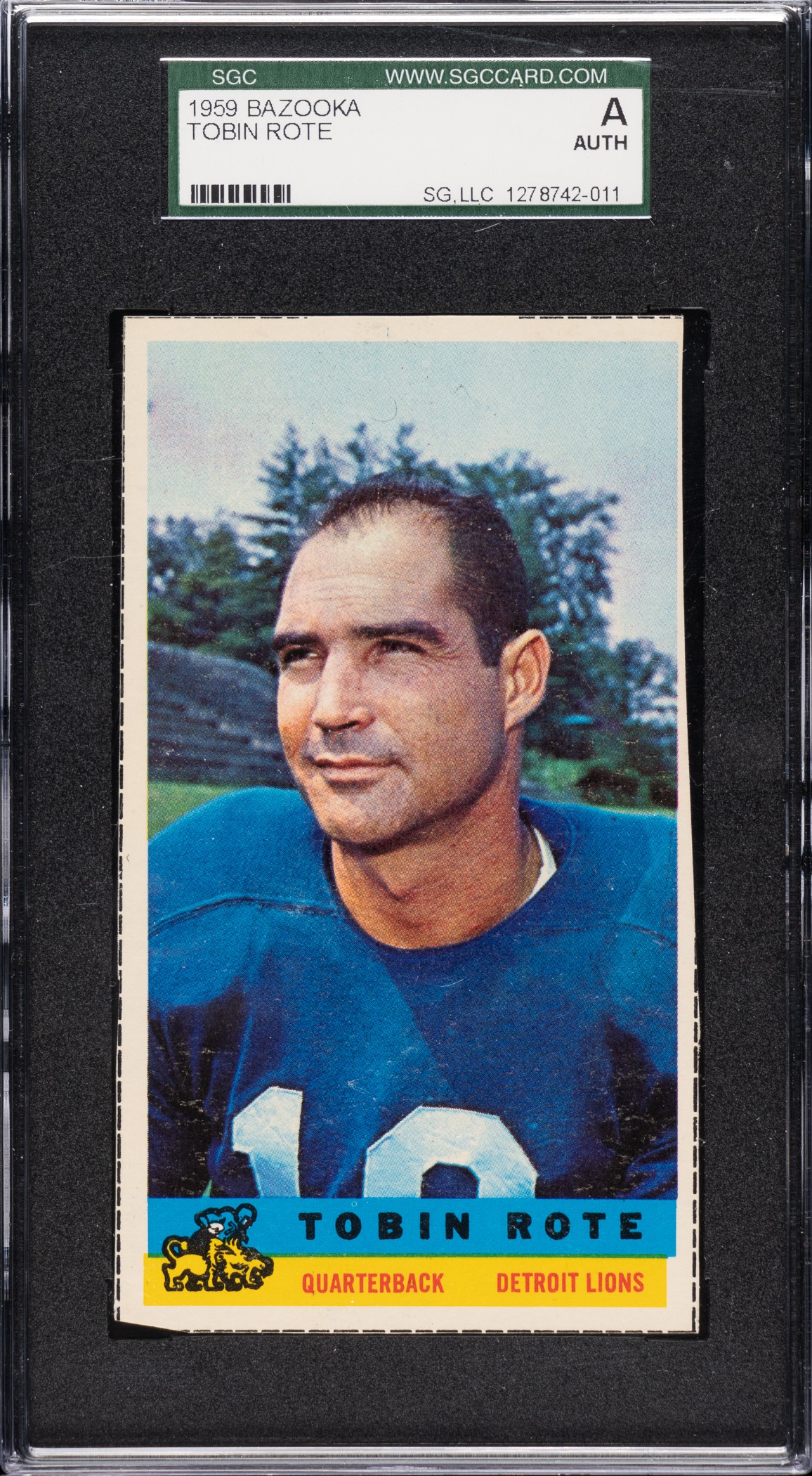 Torbin Robe 1959 Bazooka Football Tobin Rote SGC Authentic | REA Archive