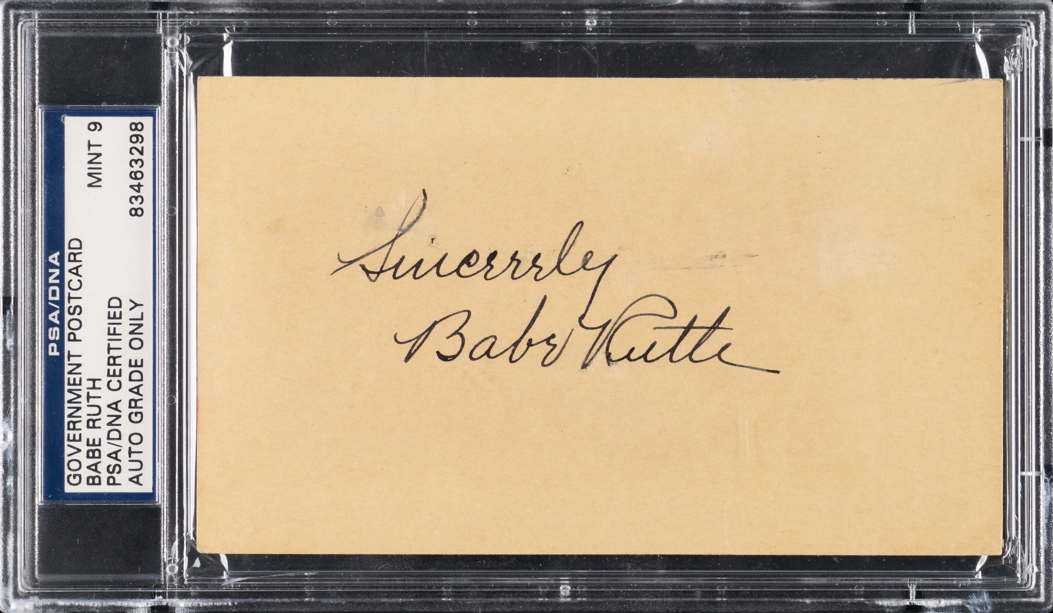 1935 Babe Ruth Signed Government Postcard PSA/DNA MINT 9 | REA Archive