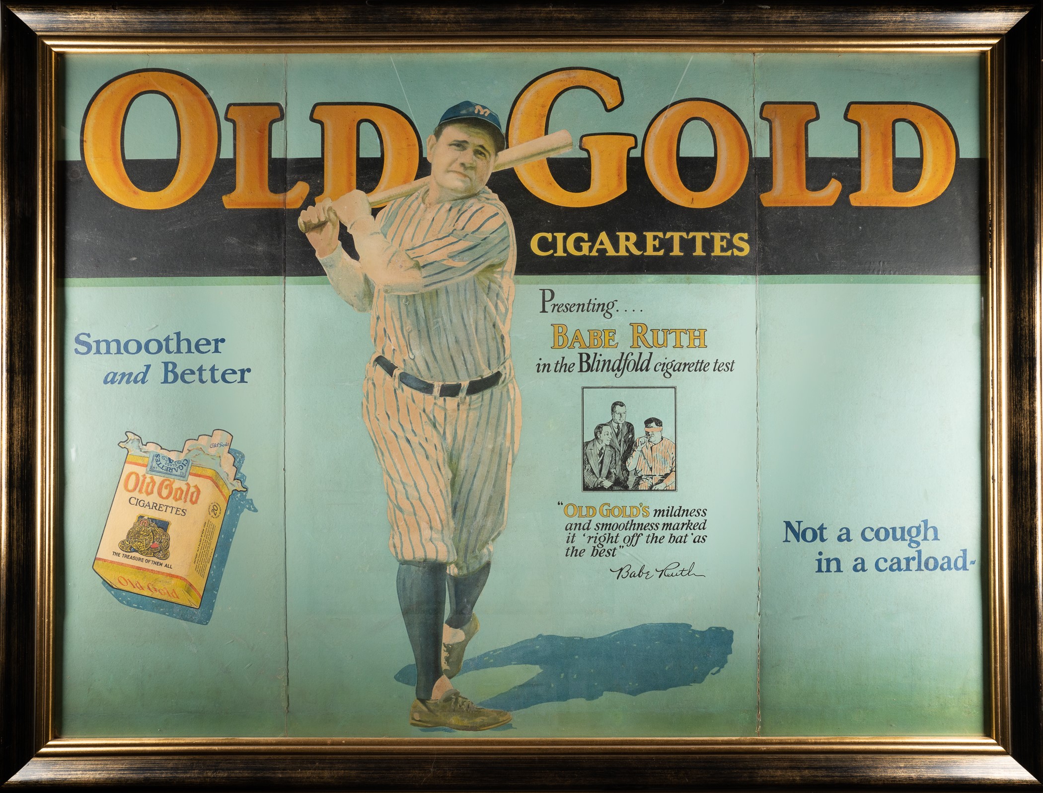 Circa 1933 Babe Ruth Old Gold Cigarettes Tri-Fold Advertising Display ...