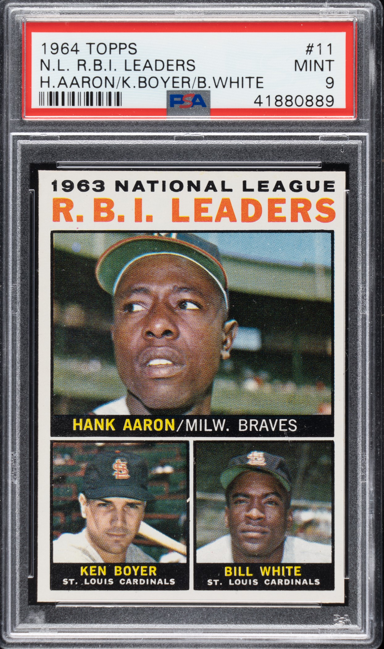 1964 Topps #11 N.L. RBI Leaders with Hank Aaron PSA MINT 9 | REA Archive