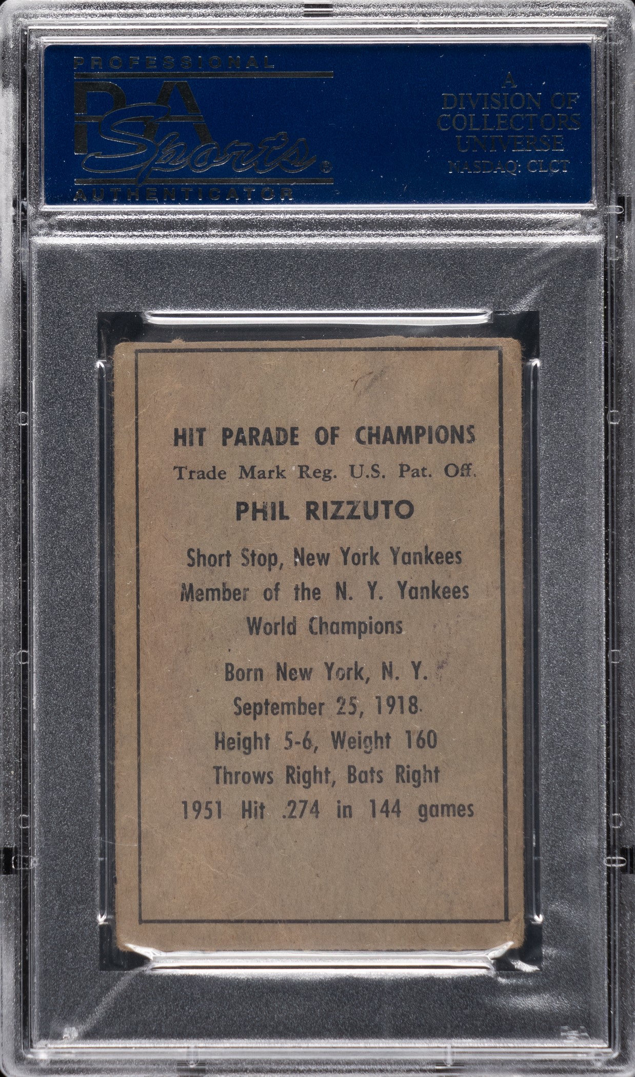 1952 Berk Ross Phil Rizzuto Swinging PSA FAIR 1.5 | REA Archive