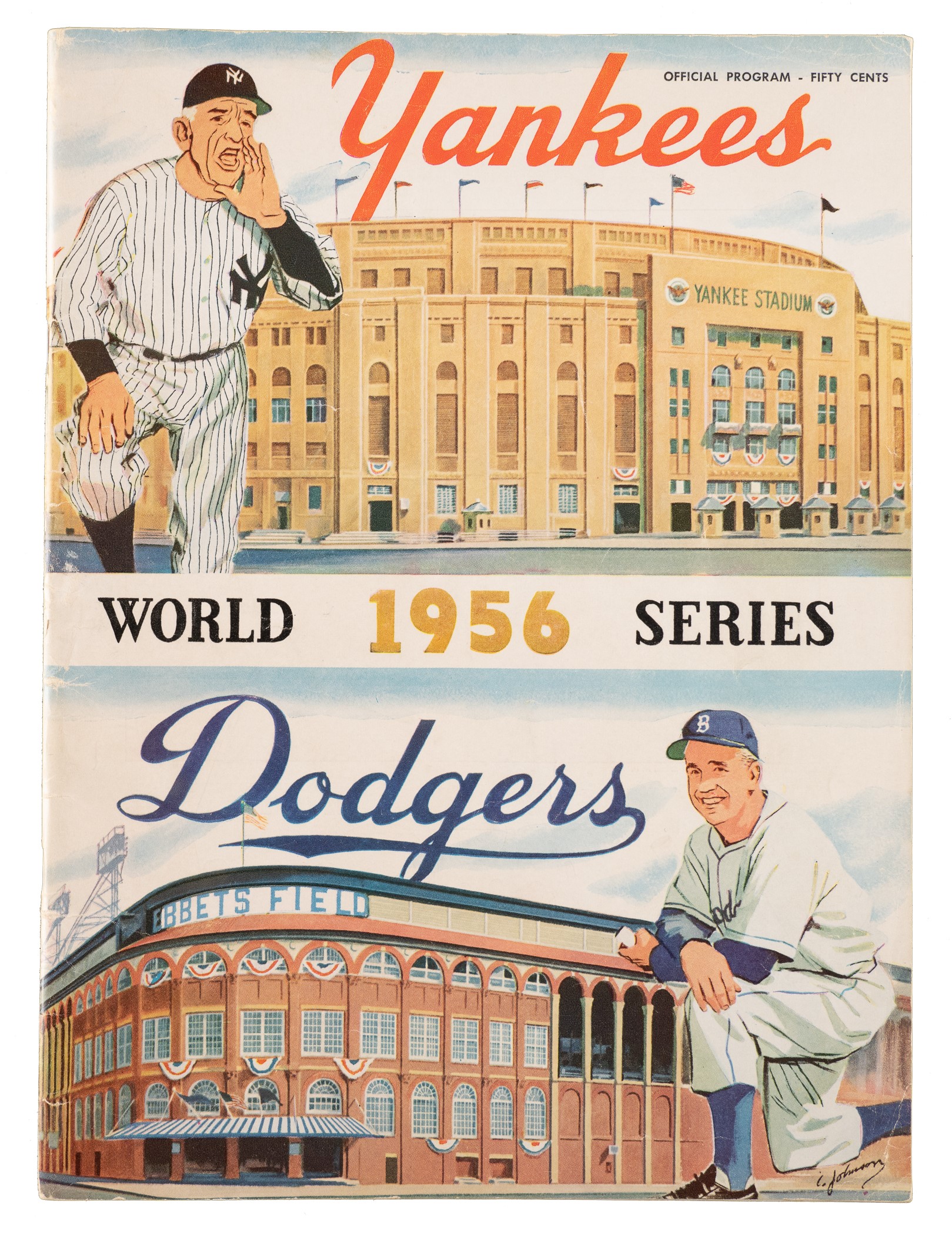 1956 New York Yankees vs. Brooklyn Dodgers World Series Program - Scored as Don Larsen's Perfect Game!