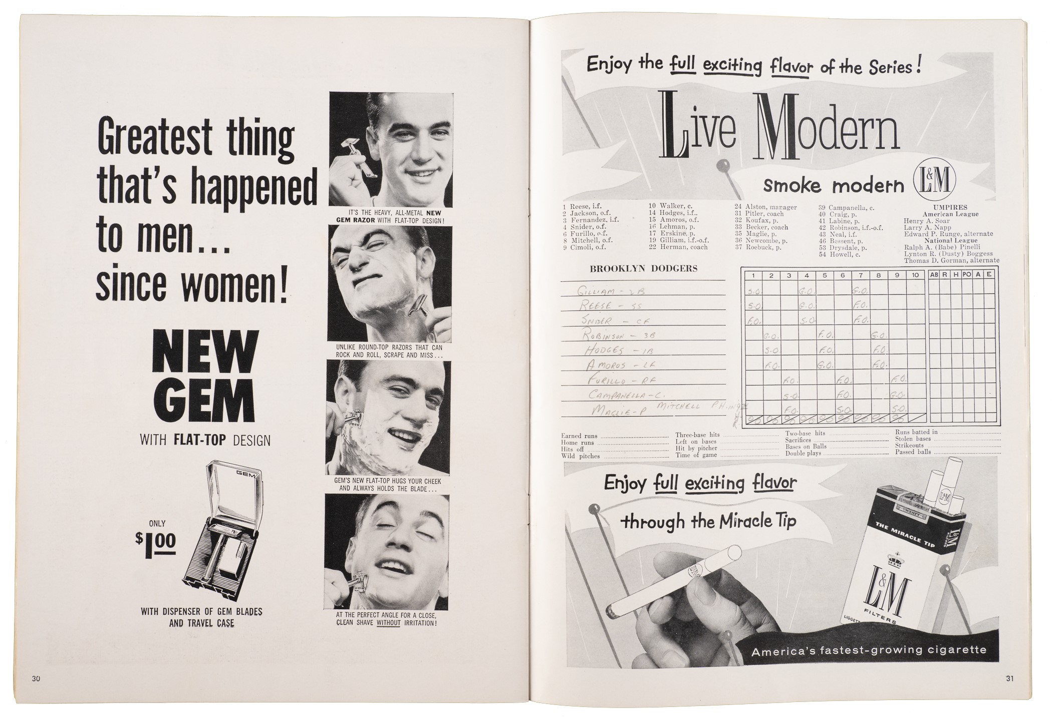 1956 New York Yankees vs. Brooklyn Dodgers World Series Program - Scored as Don Larsen's Perfect Game!