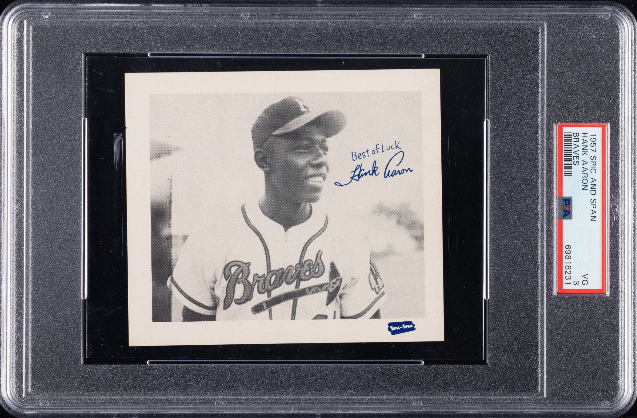 1957 Spic and Span Braves Hank Aaron PSA VG 3 | REA Archive 1957 Spic and Span Braves Hank Aaron PSA VG 3 | REA Archive