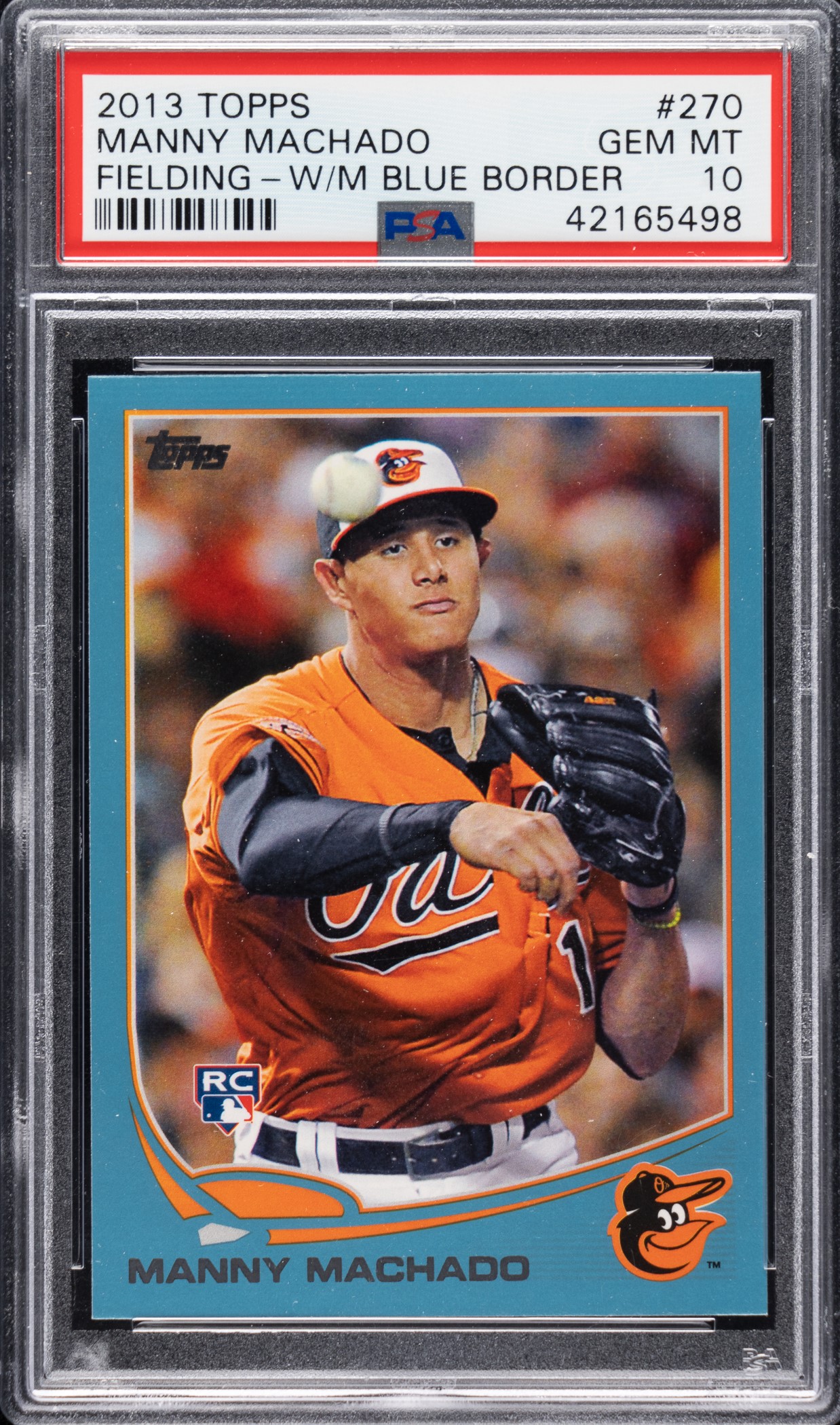 2013 Topps #270 Manny Machado Rookie Wal-Mart Blue Border PSA GEM
