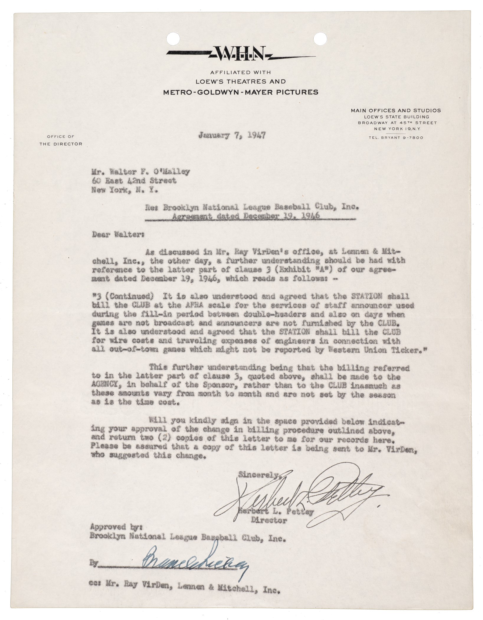 Senator Ritchie Letter 1947 Branch Rickey Signed Letter Acknowledgment Relating to Brooklyn ...