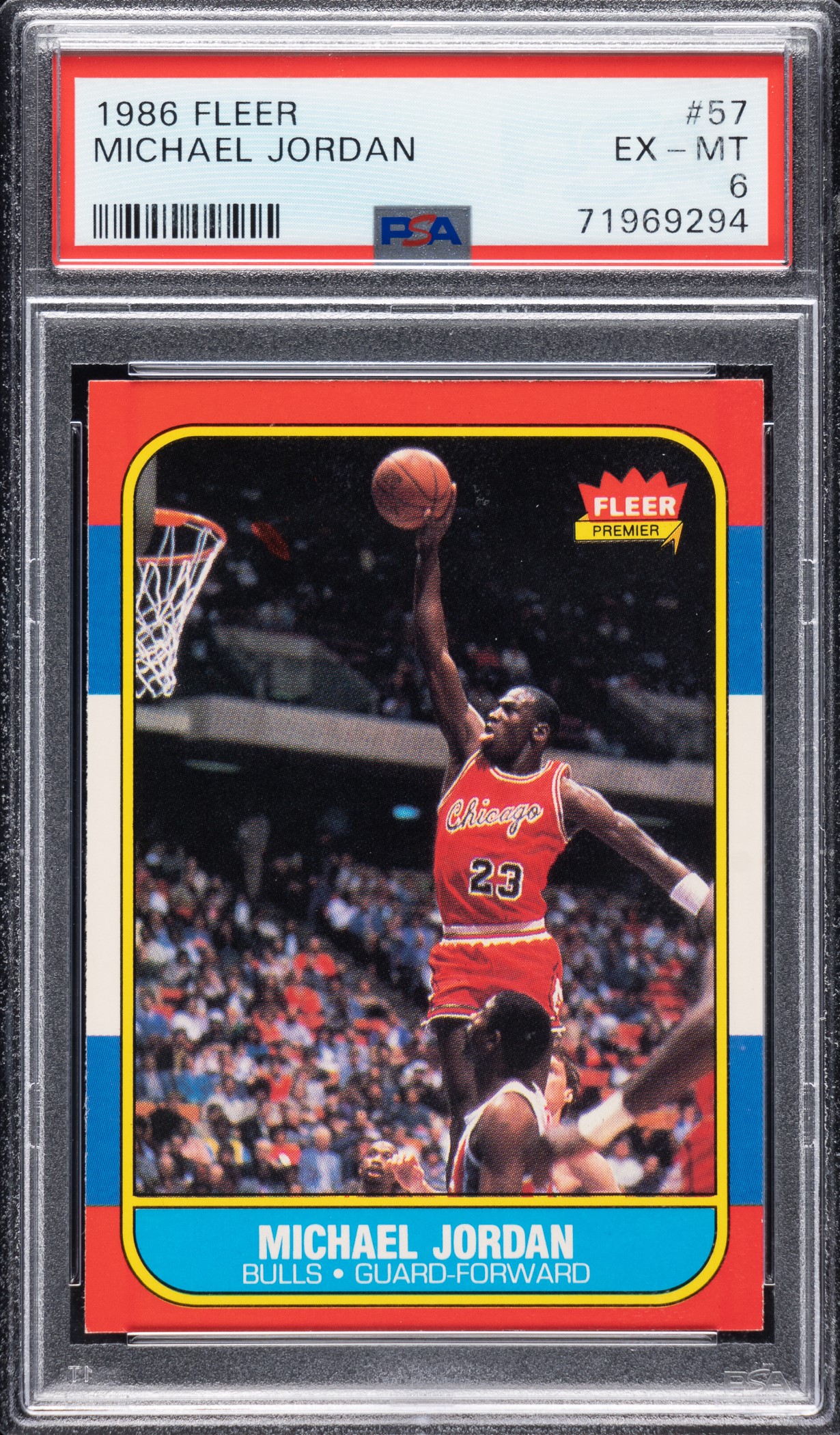1986-1987 Fleer Basketball #57 Michael Jordan Rookie PSA EX-MT 6