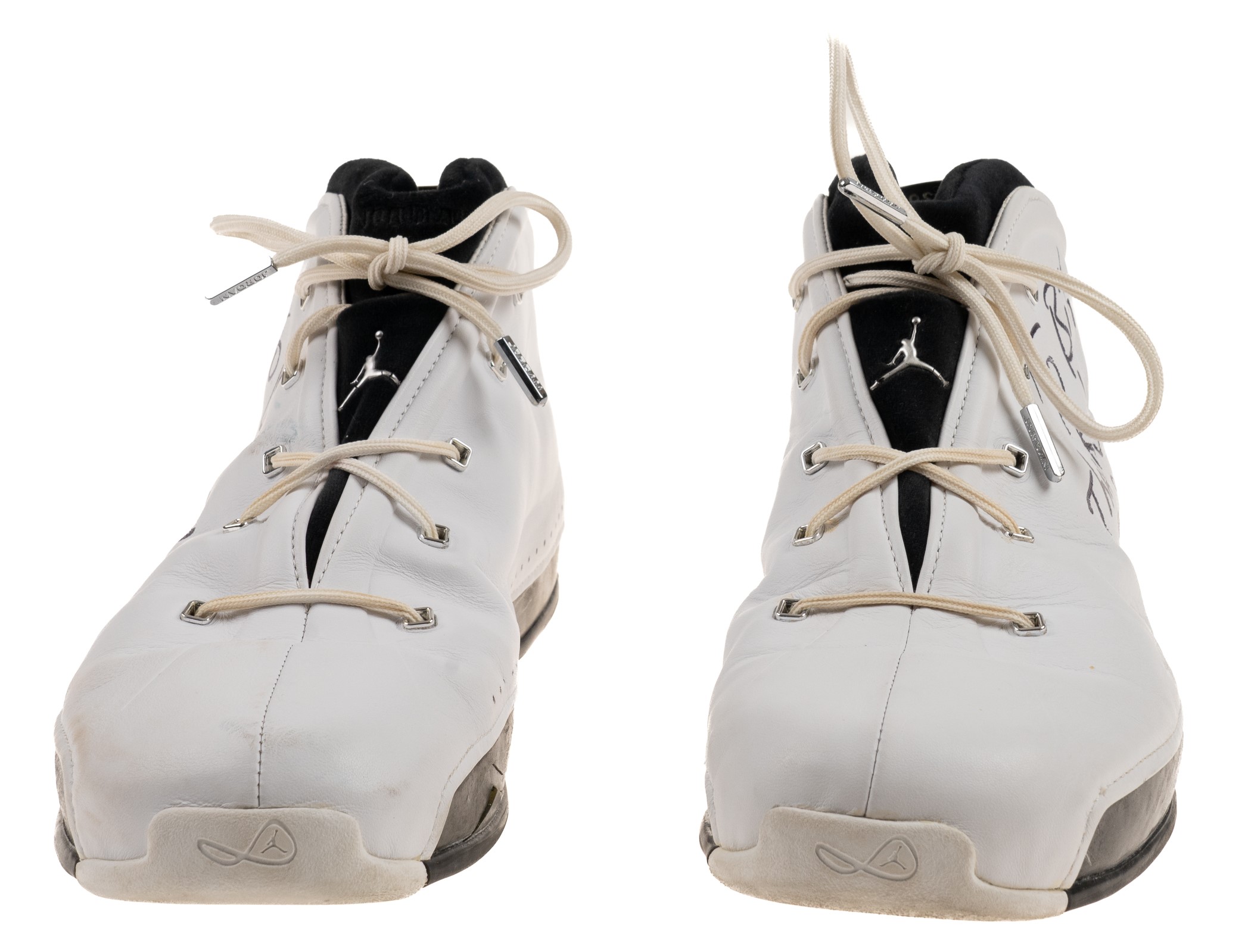 Circa 2003-2004 Reggie Miller Indiana Pacers Signed Game-Used Nike Air Jordan Shoes - Team Provenance!