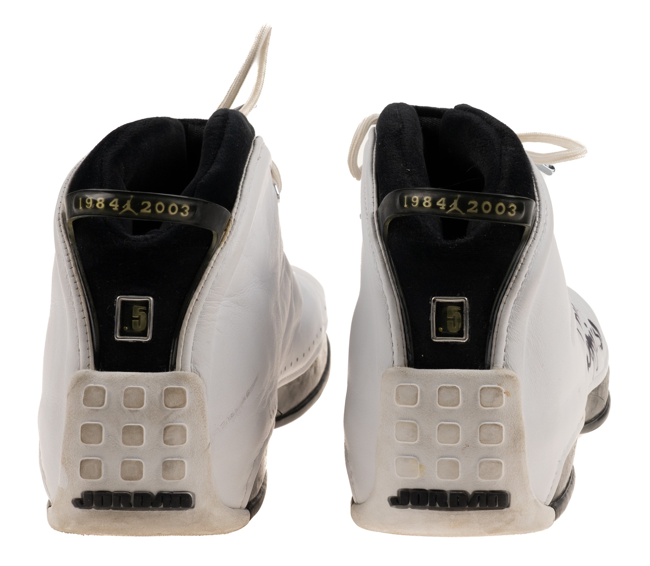 Circa 2003-2004 Reggie Miller Indiana Pacers Signed Game-Used Nike Air Jordan Shoes - Team Provenance!