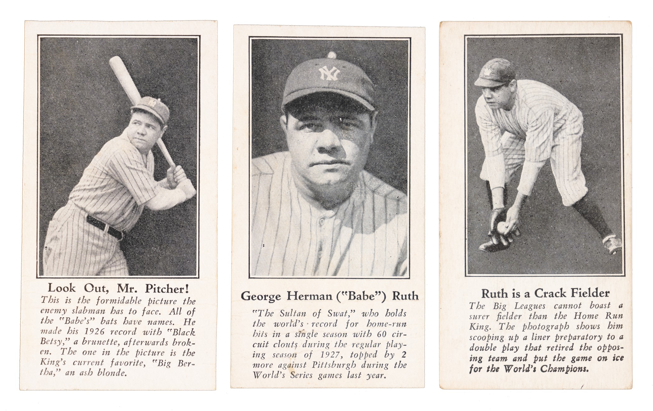 Babe Ruth Cream 1928 Fro-Joy Ice Cream Babe Ruth Complete Set (6) | REA Archive