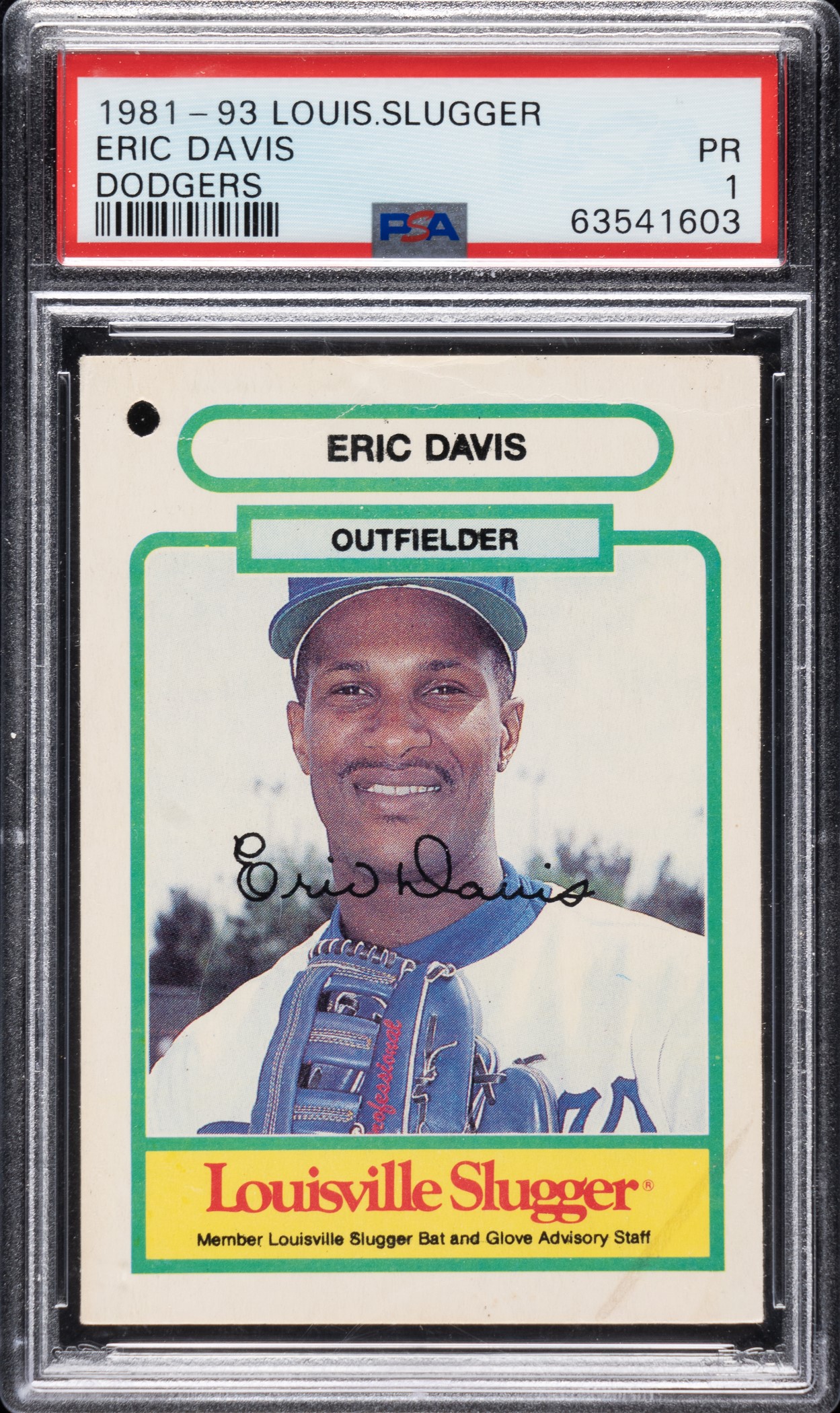Extremely Rare 1981-1993 Louisville Slugger Glove Tag Eric Davis - Los Angeles Dodgers Variation