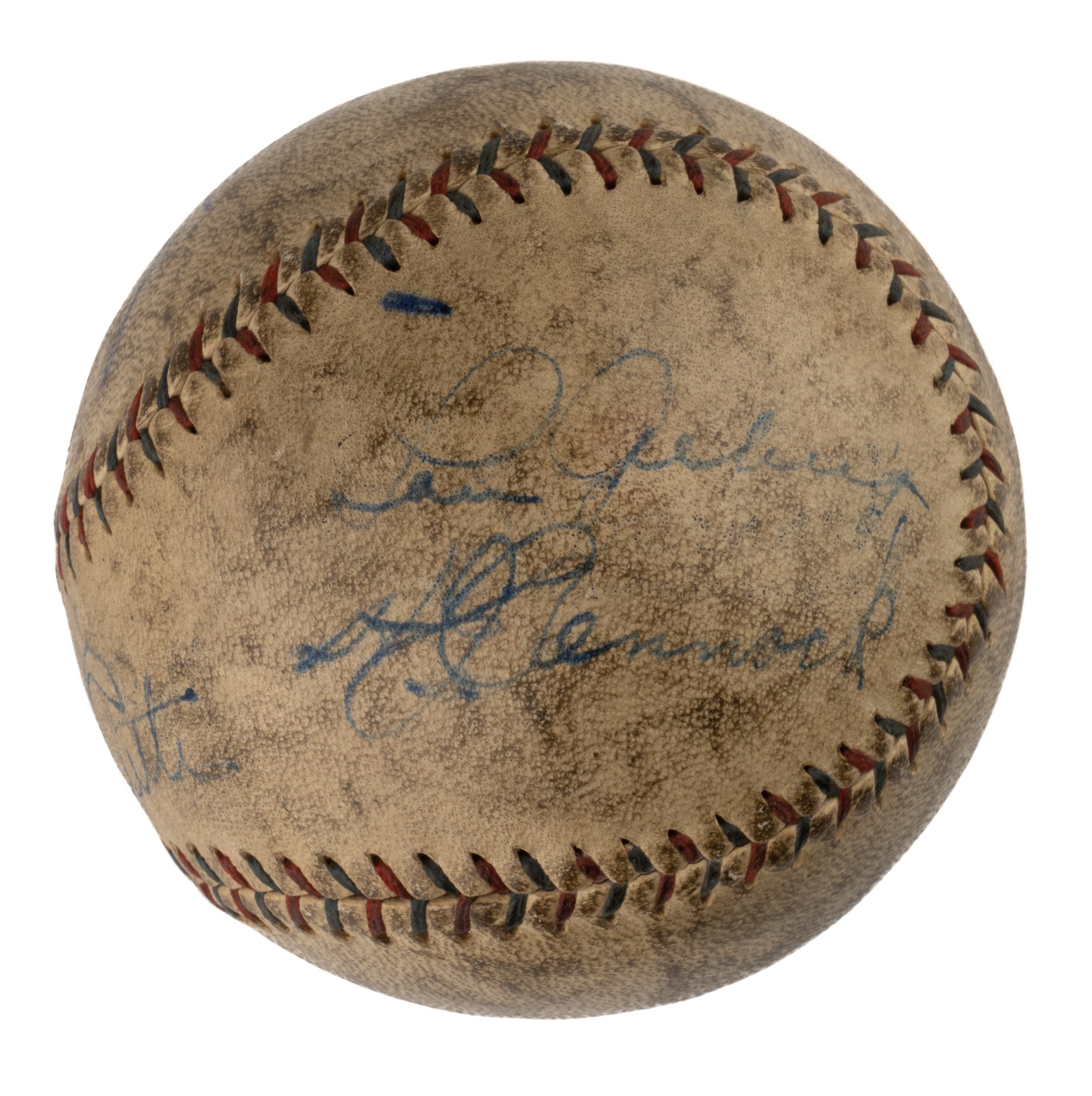 Babe Ruth, Lou Gehrig, Herb Pennock, and Stan Musial Multi-Signed Baseball - PSA/DNA