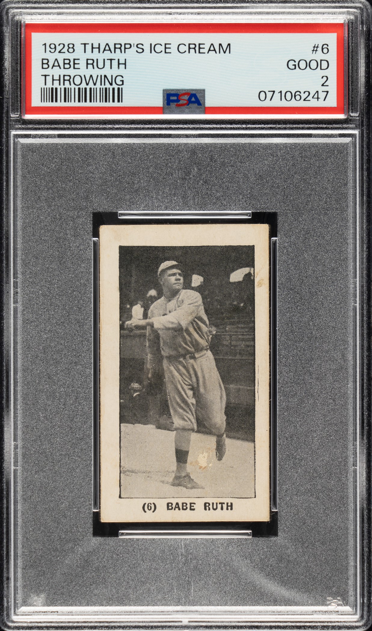 Babe Ruth Cream 1928 F50 Tharp's Ice Cream #6 Babe Ruth PSA GOOD 2 | REA Archive