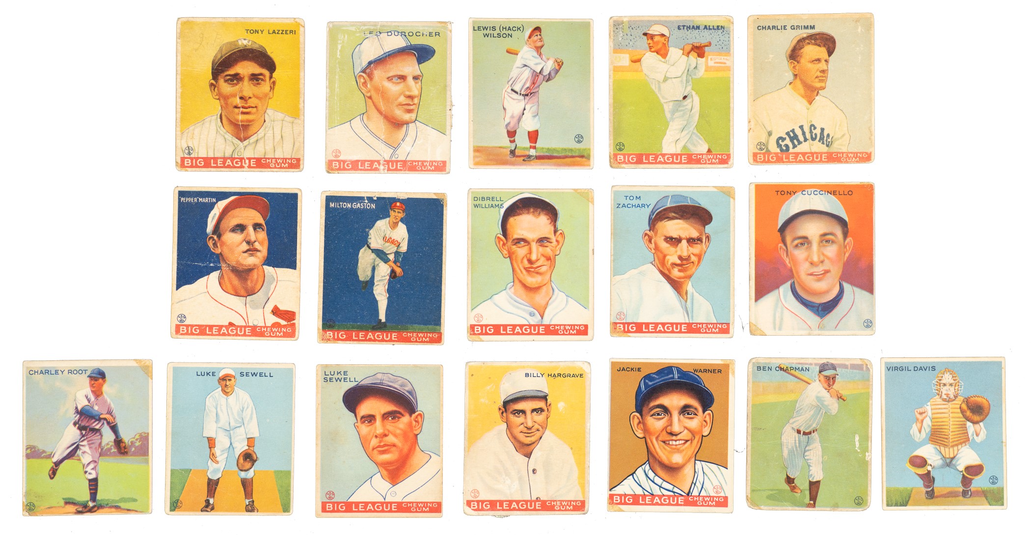 1933 R319 Goudey Collection (21) Including Traynor, Lazzeri, Collins ...