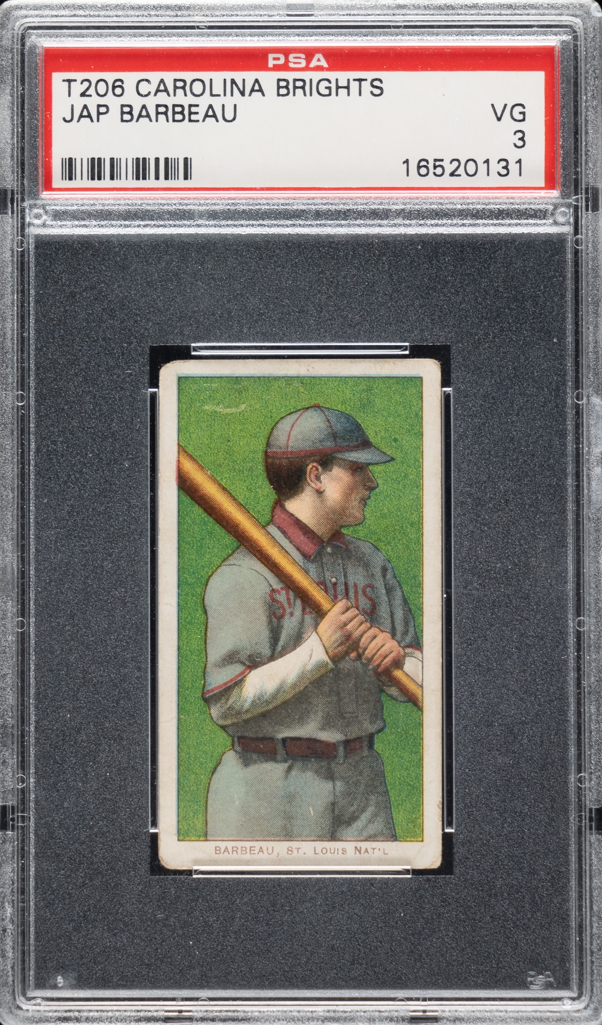 1909-1911 T206 White Border Jap Barbeau PSA VG 3 - Carolina Brights Back