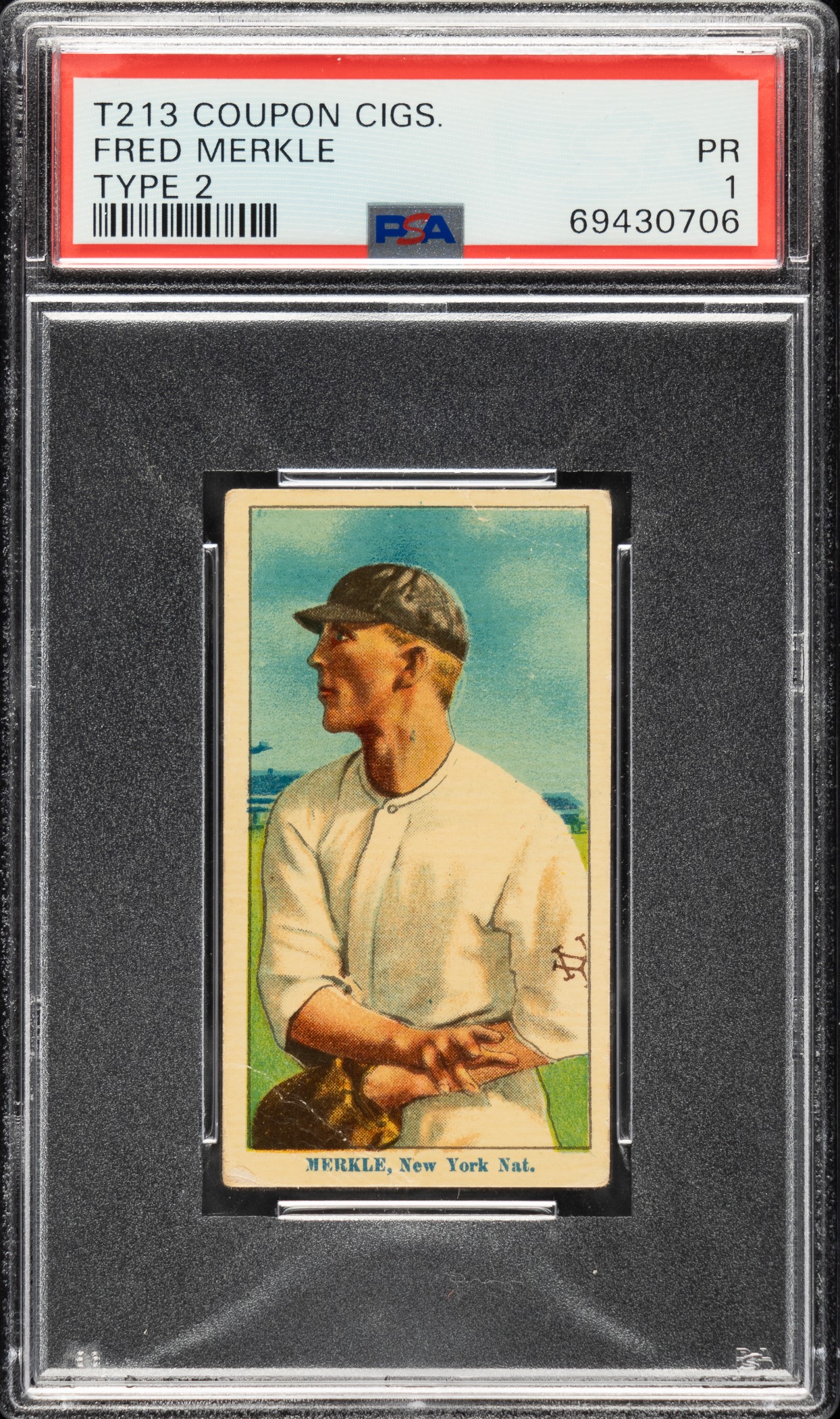 1914 T213 Coupon Cigarettes (Type 2) Fred Merkle PSA POOR 1