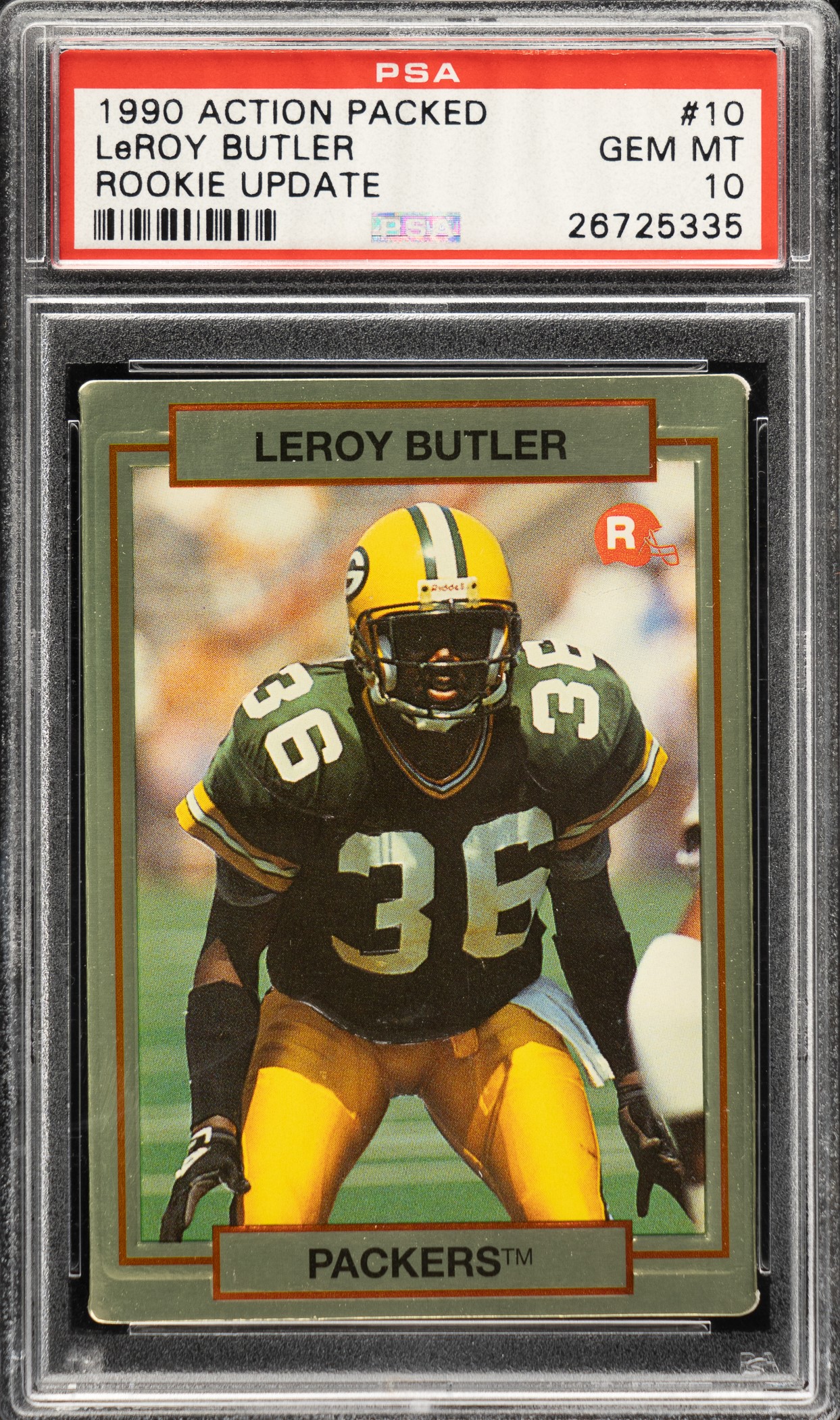 1990 Action Packed Football Rookie Update #10 Leroy Butler PSA GEM MINT ...