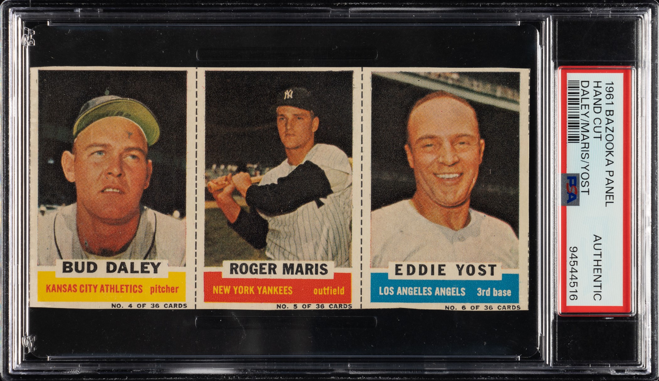 1961 Bazooka Panel Roger Maris/Daley/Yost PSA Authentic | REA Archive