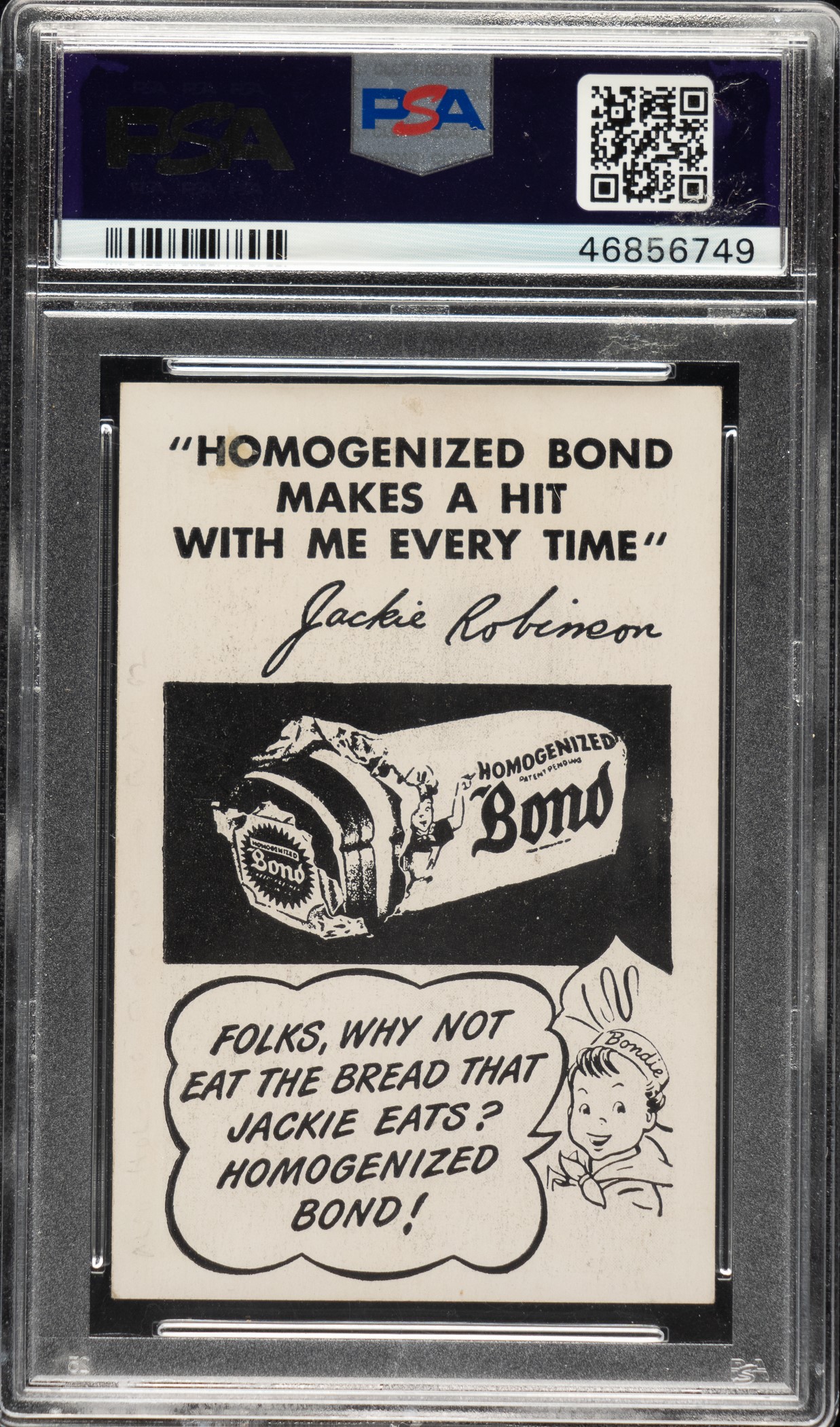 Circa 1947 Bond Bread Jackie Robinson Bat Follow, White Sleeves