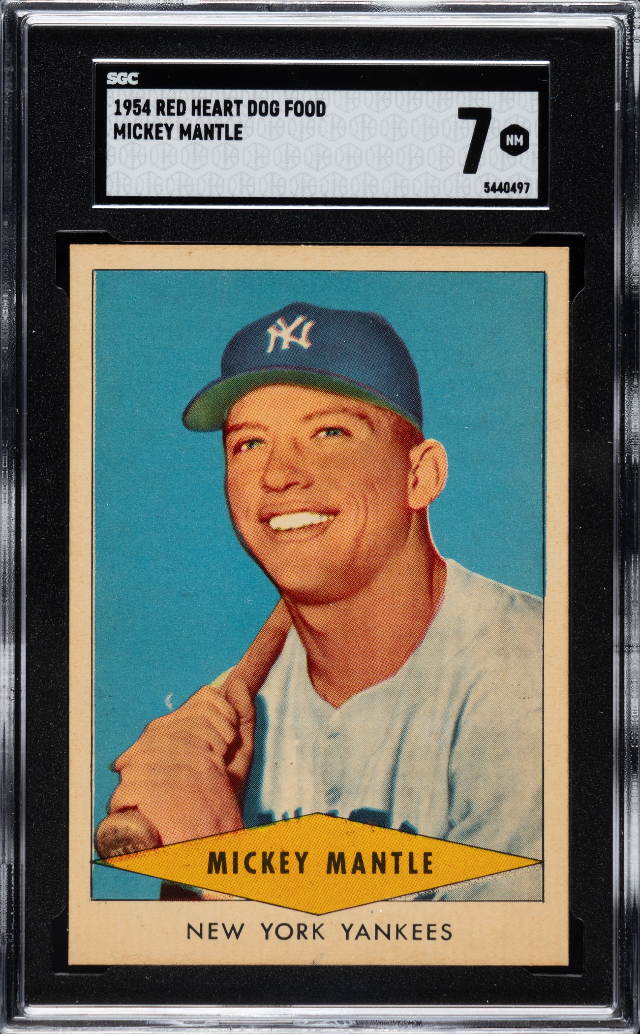 1954 Red Heart Dog Food Mickey Mantle SGC NM 7 | REA Archive
