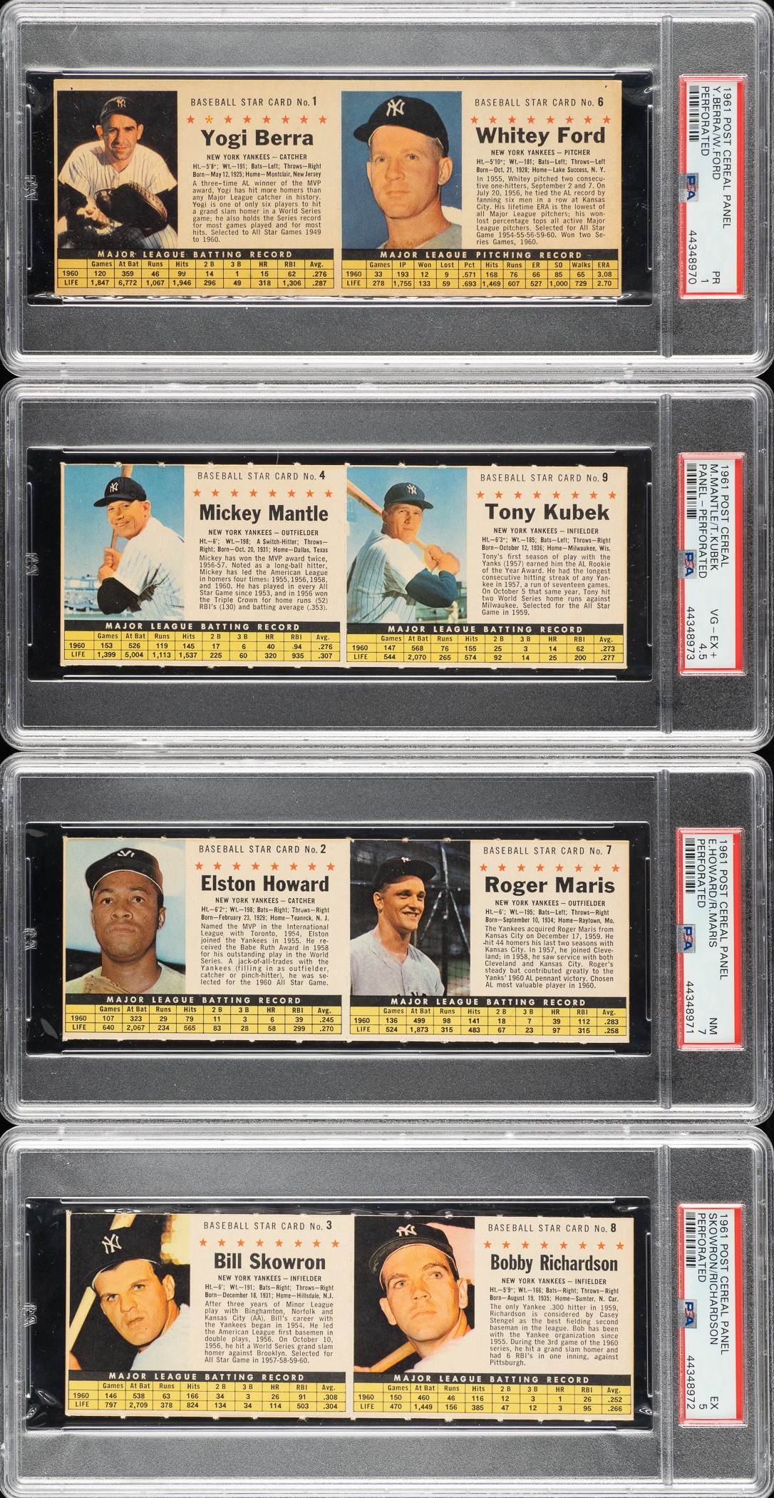1961 Post Cereal Panel PSA-Graded Collection (5) Including Mickey ...