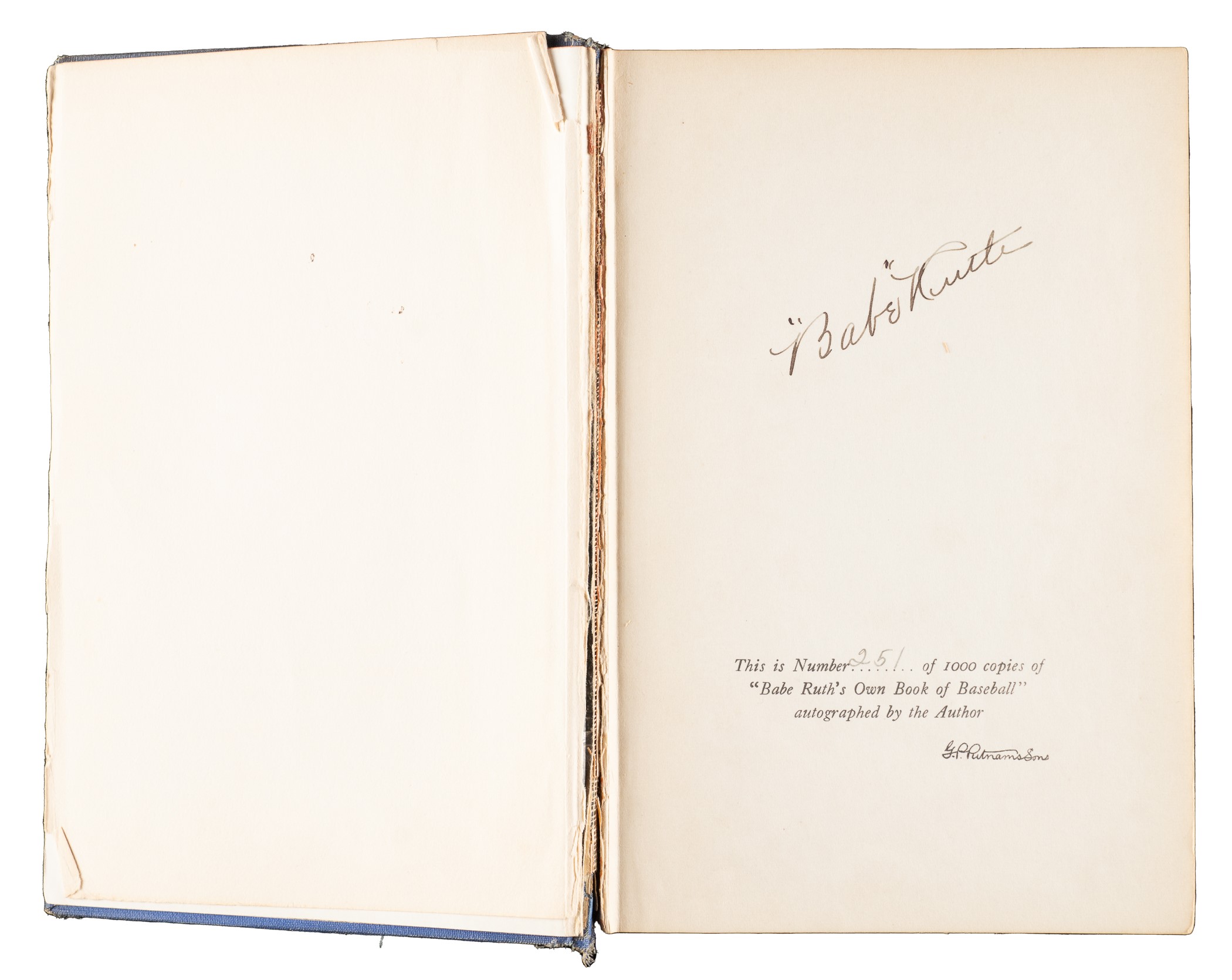 Babe Ruth Writing 1928 First Edition of Babe Ruth's Own Book of Baseball Special Limited ...