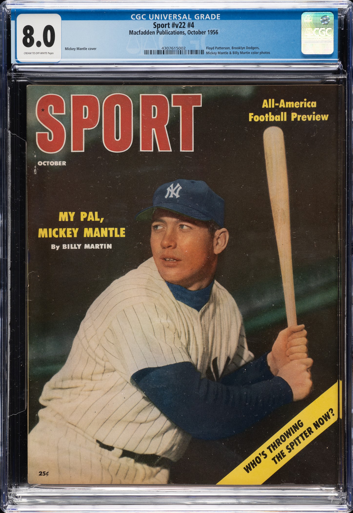 October 1956 Sport Magazine Volume 22 Issue 4 CGC 8.0 - Mickey